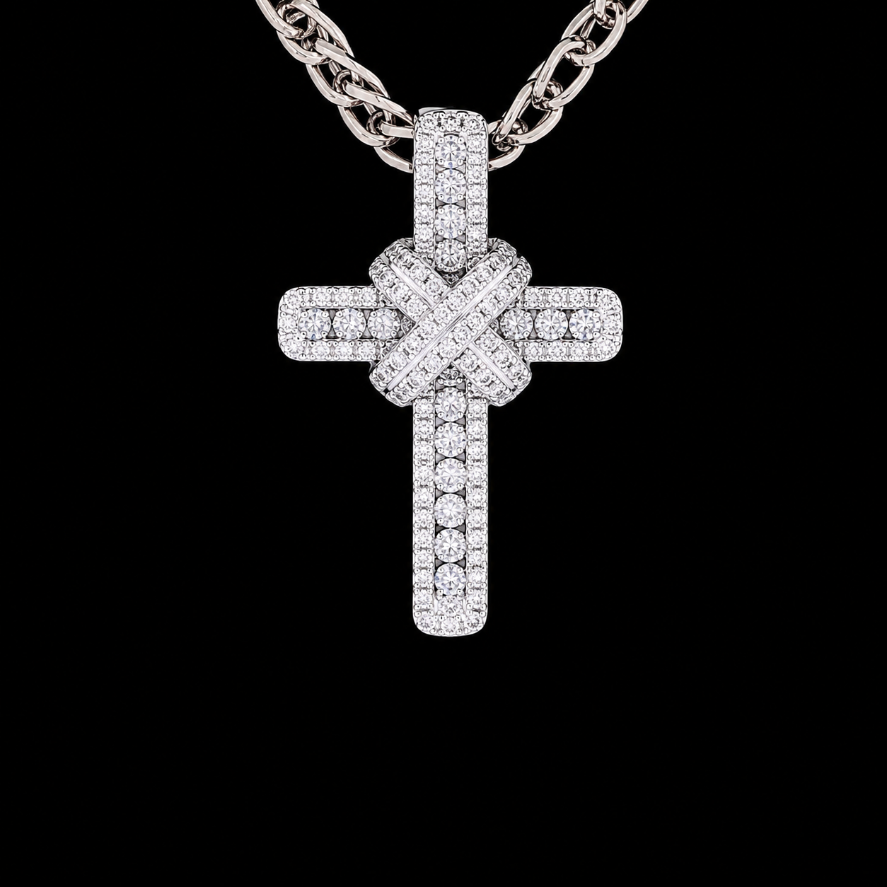 Round Lab Grown Diamond Cross Hip Hop Pendant Moissanite Alternative Included