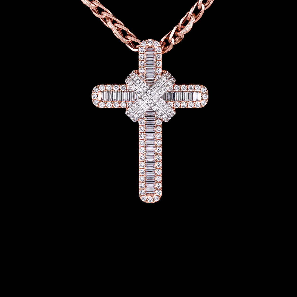 Modern Iced Knot Cross Pendant 925 Sterling Silver Moissanite Pendant