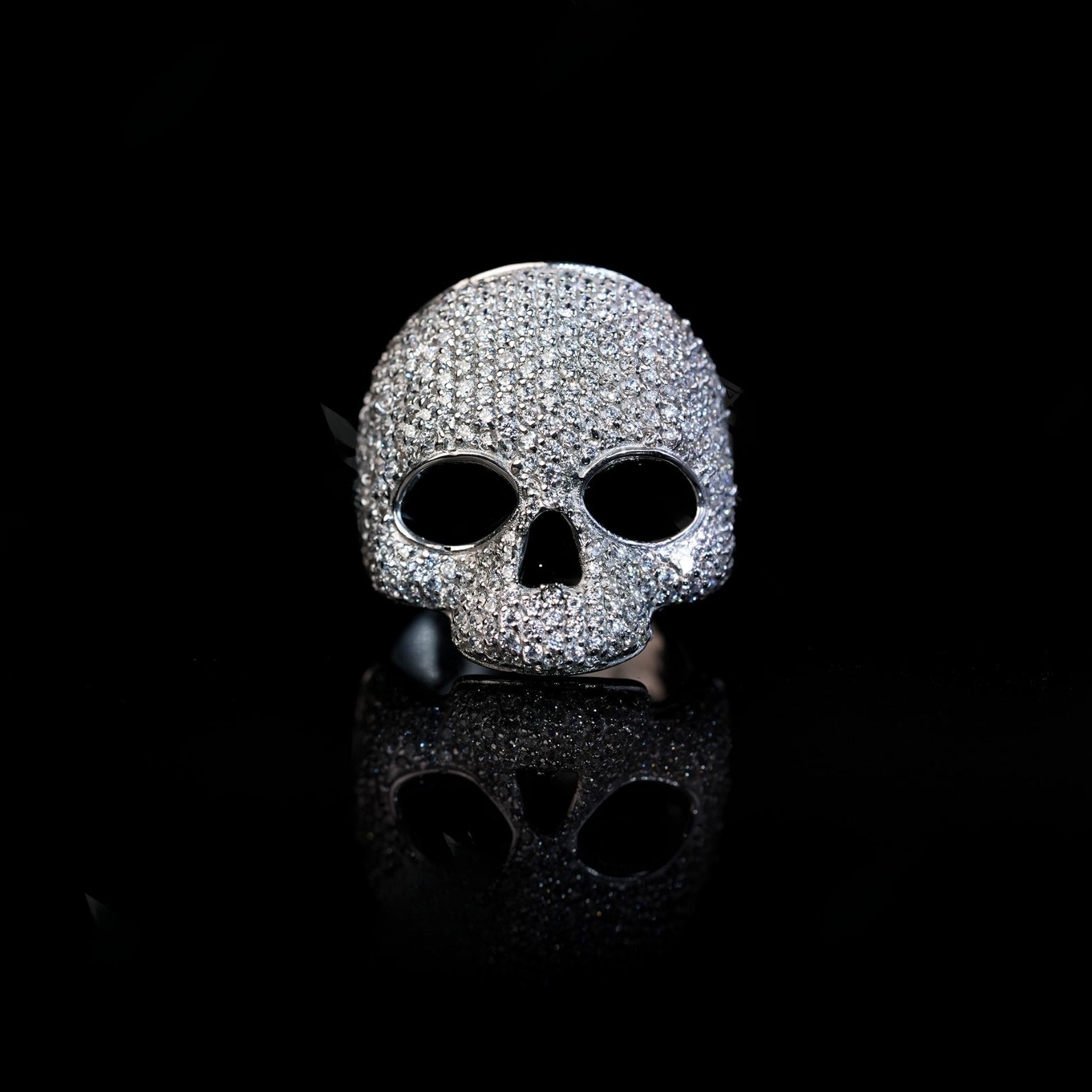 Iced Out Moissanite Skull Ring – 925 Sterling Silver Hip Hop Ring  For Men