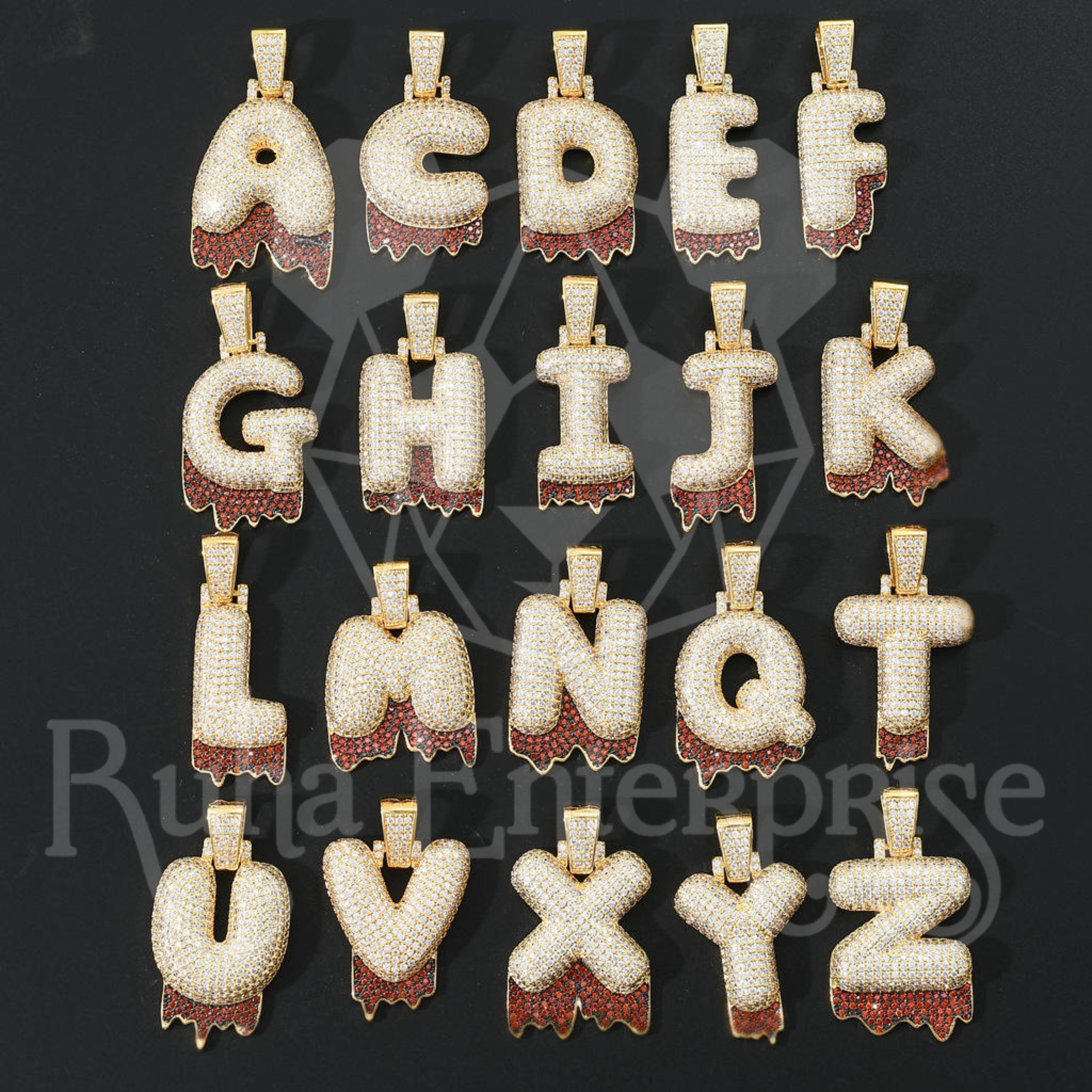 A to Z Moissanite Drip Letter Pendant | Iced Out Hip Hop Jewelry
