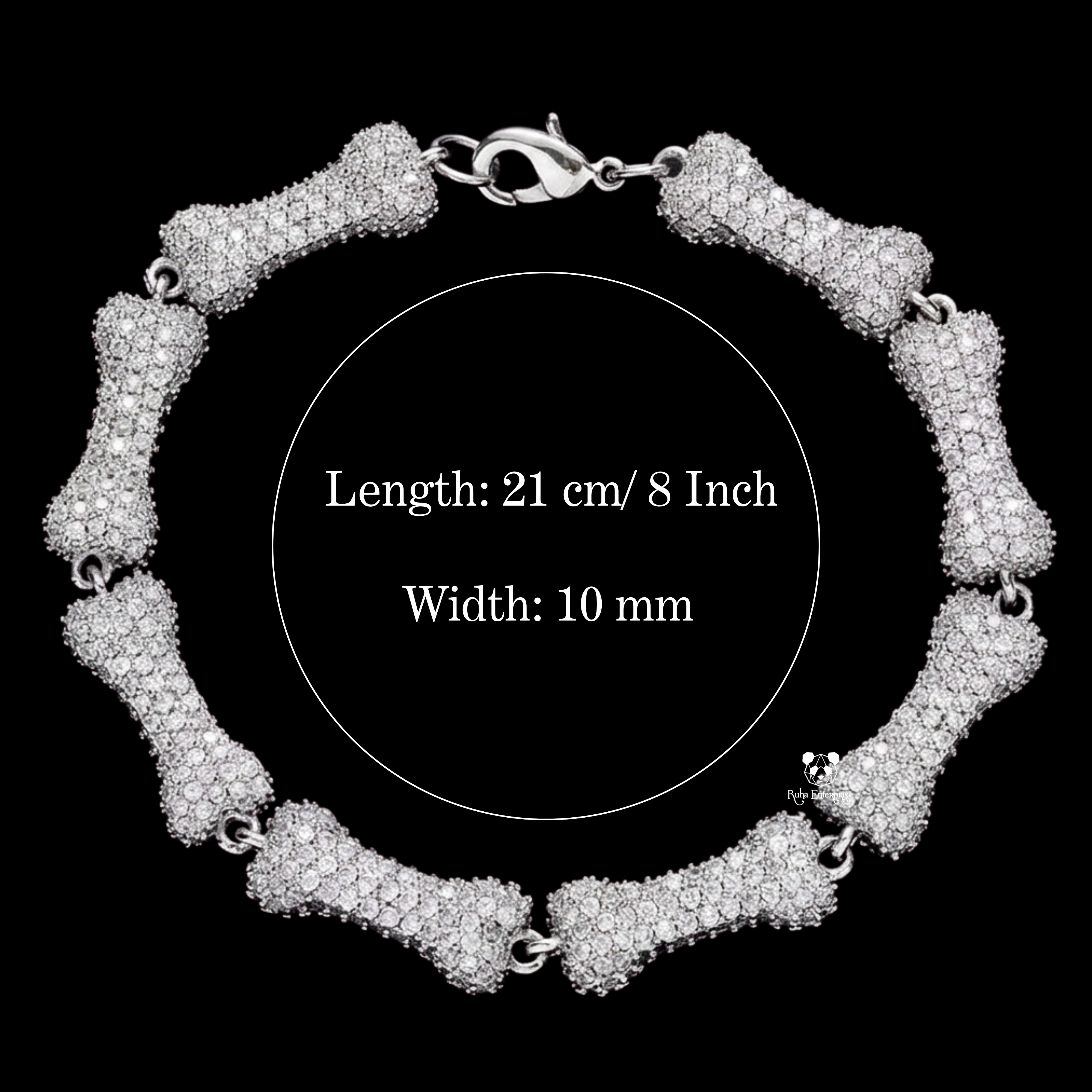 10MM Moissanite Bone Link Chain | 925 Sterling Silver Hip Hop Jewelry
