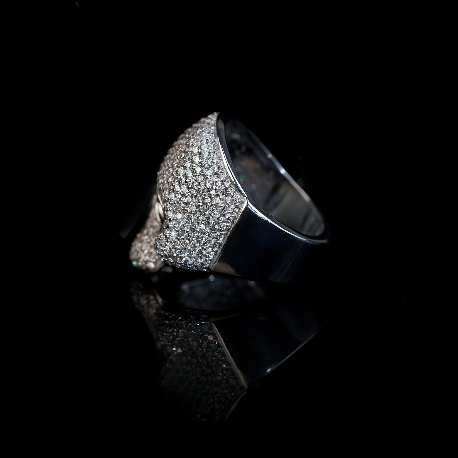 Iced Out Moissanite Skull Ring – 925 Sterling Silver Hip Hop Ring  For Men