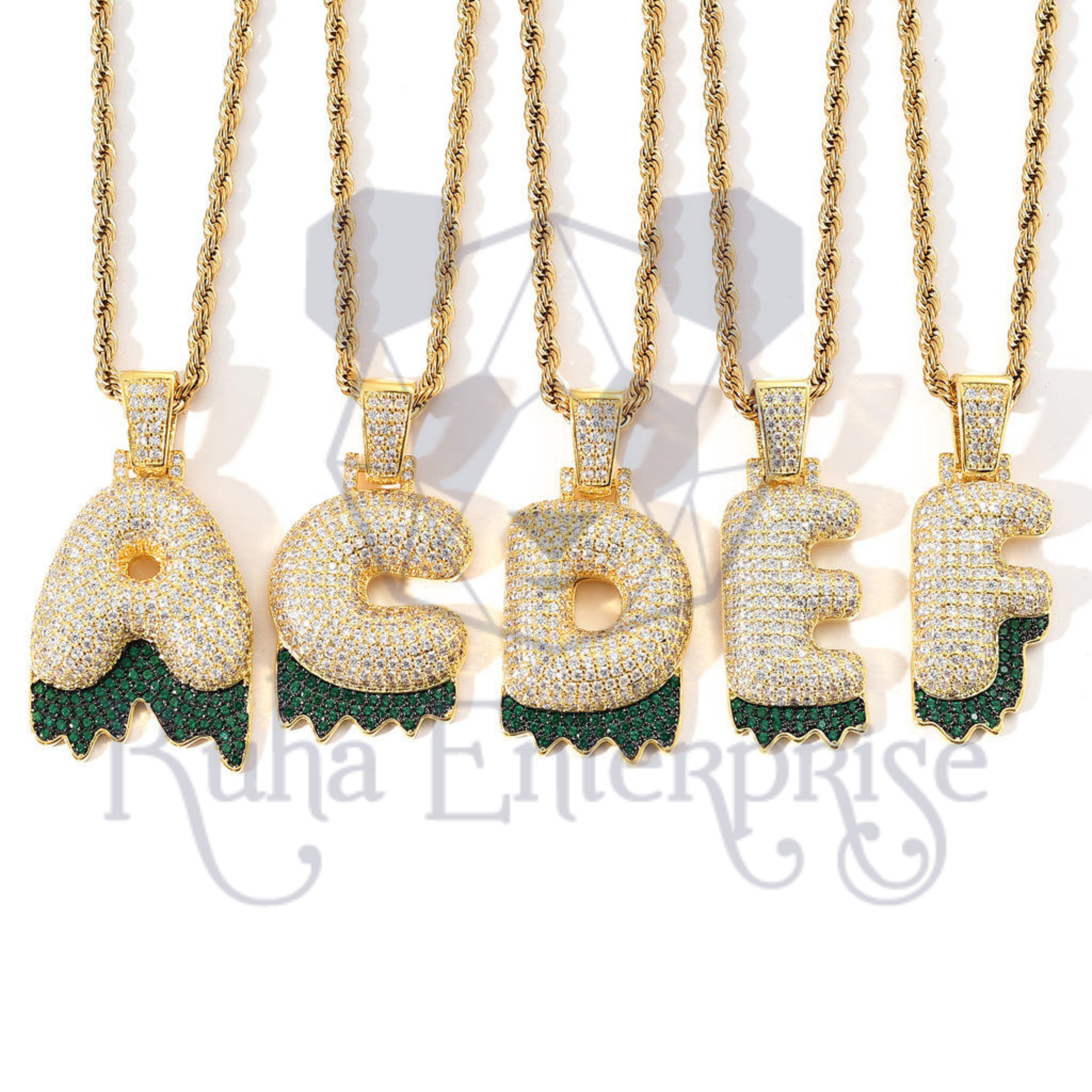 A to Z Moissanite Drip Letter Pendant | Iced Out Hip Hop Jewelry