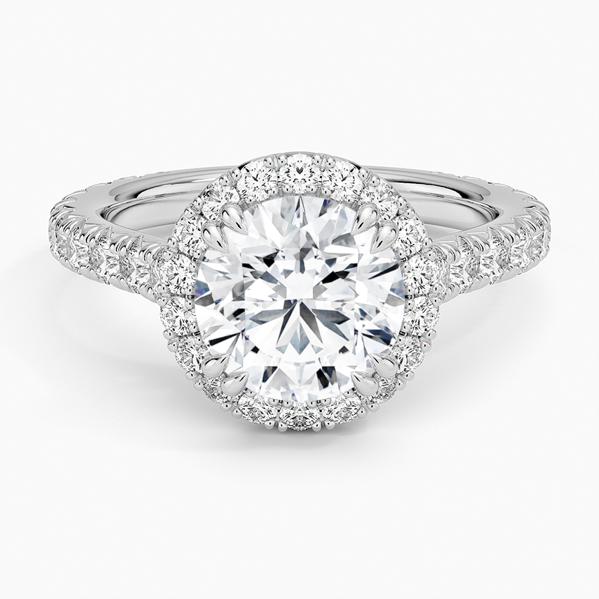 Radiant Halo Engagement Ring | Round Lab Grown Diamond | 925 Sterling Silver