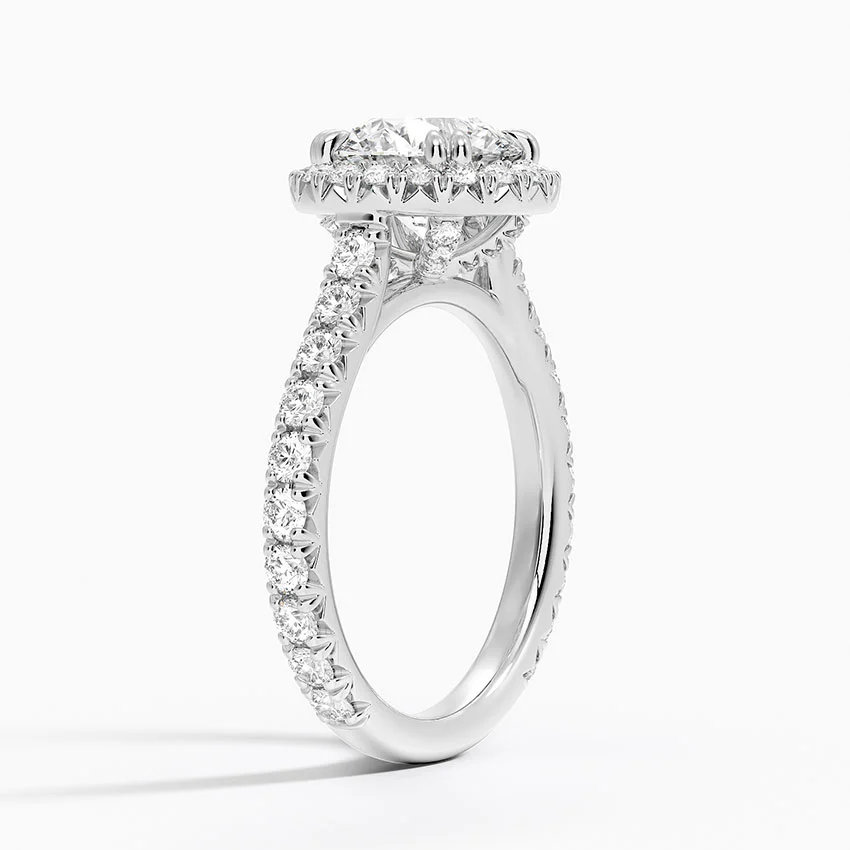 Radiant Halo Engagement Ring | Round Lab Grown Diamond | 925 Sterling Silver