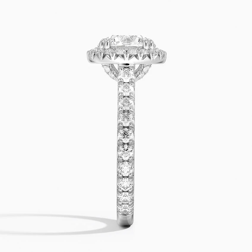 Radiant Halo Engagement Ring | Round Lab Grown Diamond | 925 Sterling Silver