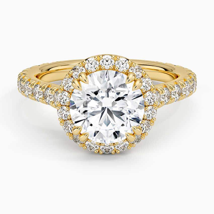 Radiant Halo Engagement Ring | Round Lab Grown Diamond | 925 Sterling Silver