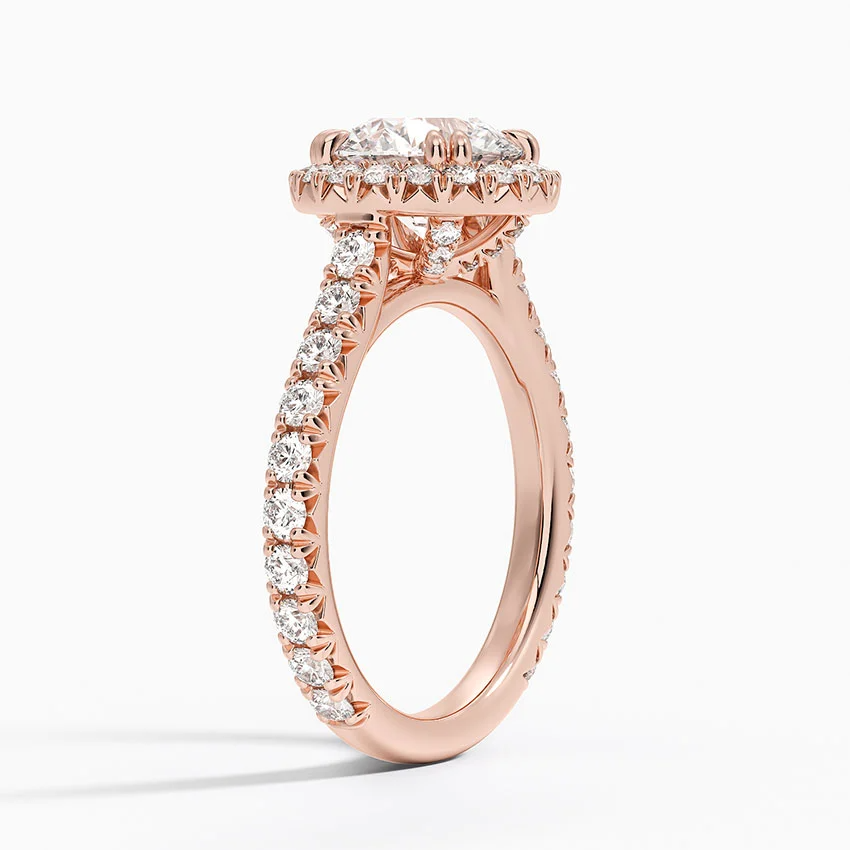 Radiant Halo Engagement Ring | Round Lab Grown Diamond | 925 Sterling Silver