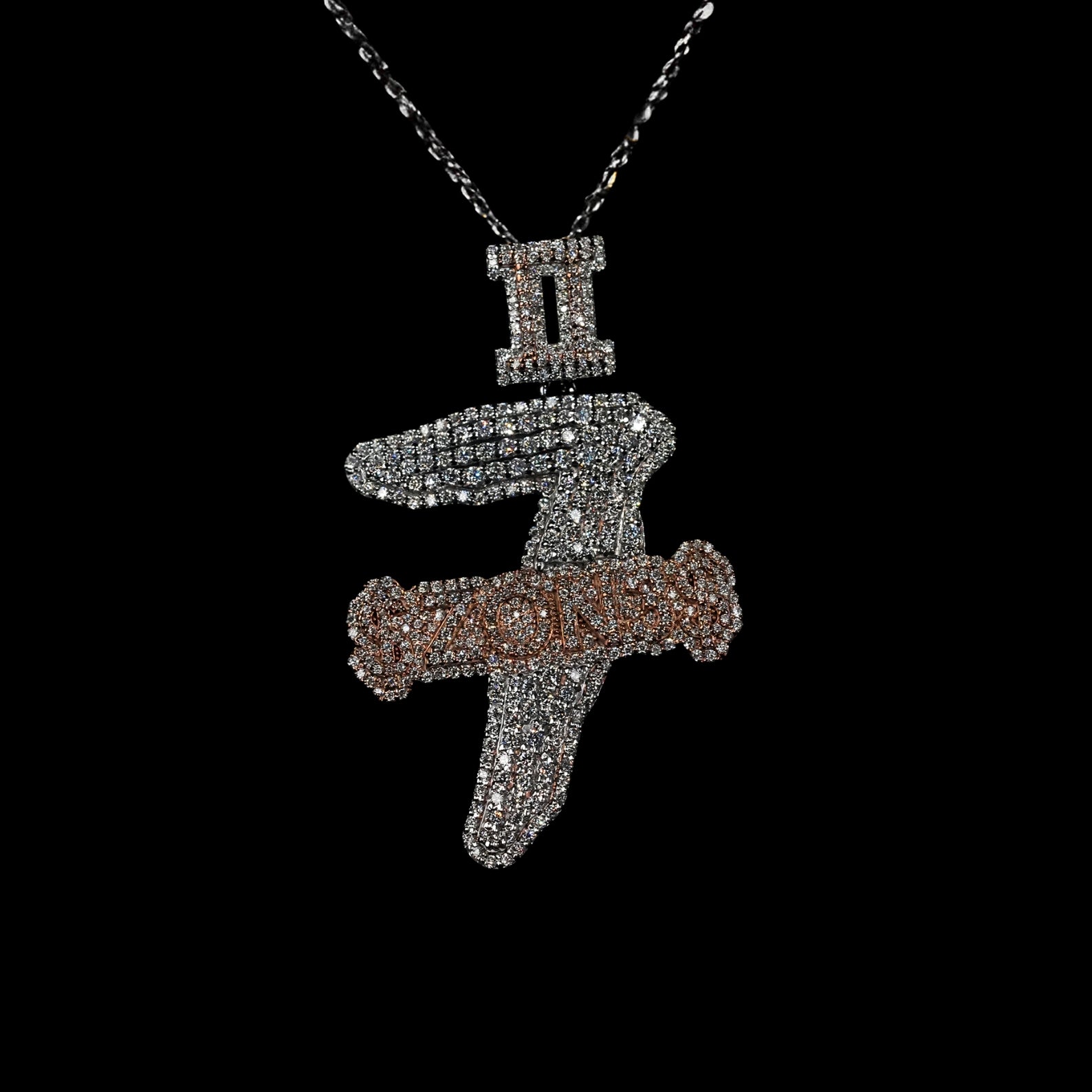 Designer Custom Logo Pendant 925 Sterling Silver Moissanite