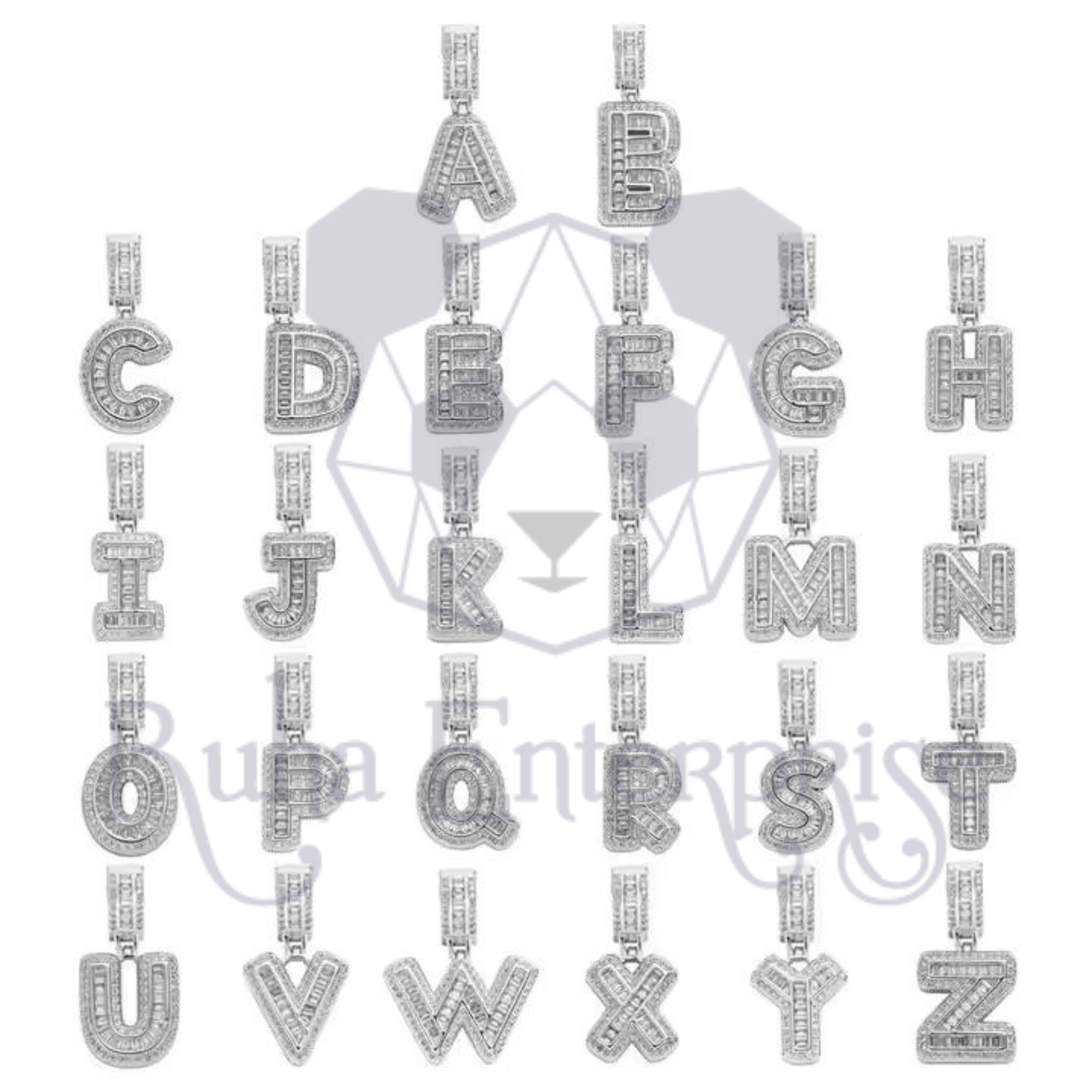Custom Moissanite A–Z Alphabet Pendant | Hip Hop Pavé Letter Pendant