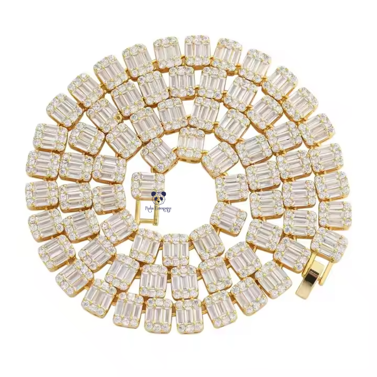 9MM Baguette & Round Moissanite Necklace & Bracelet Set | 925 Sterling Silver
