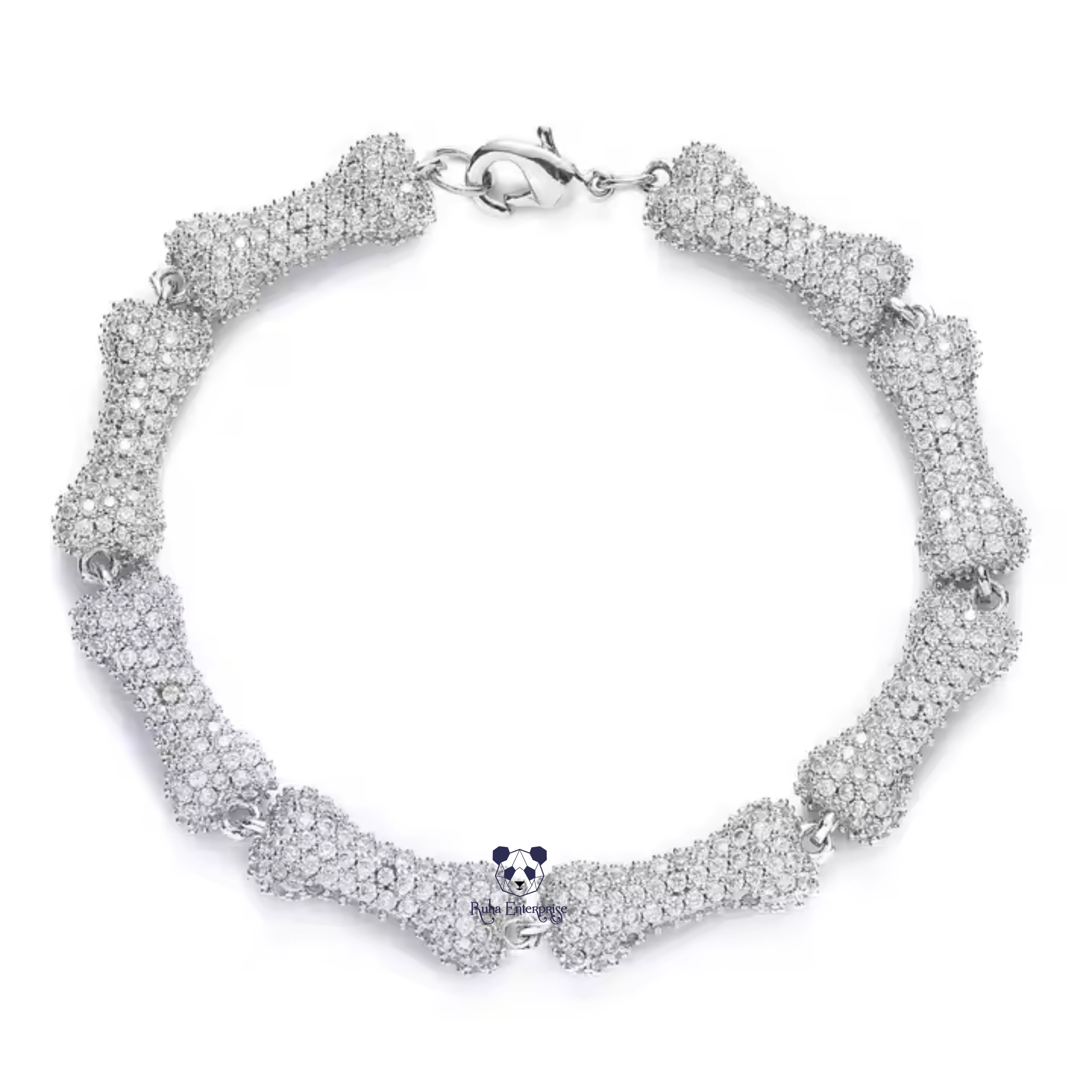 10MM Moissanite Bone Link Chain | 925 Sterling Silver Hip Hop Jewelry