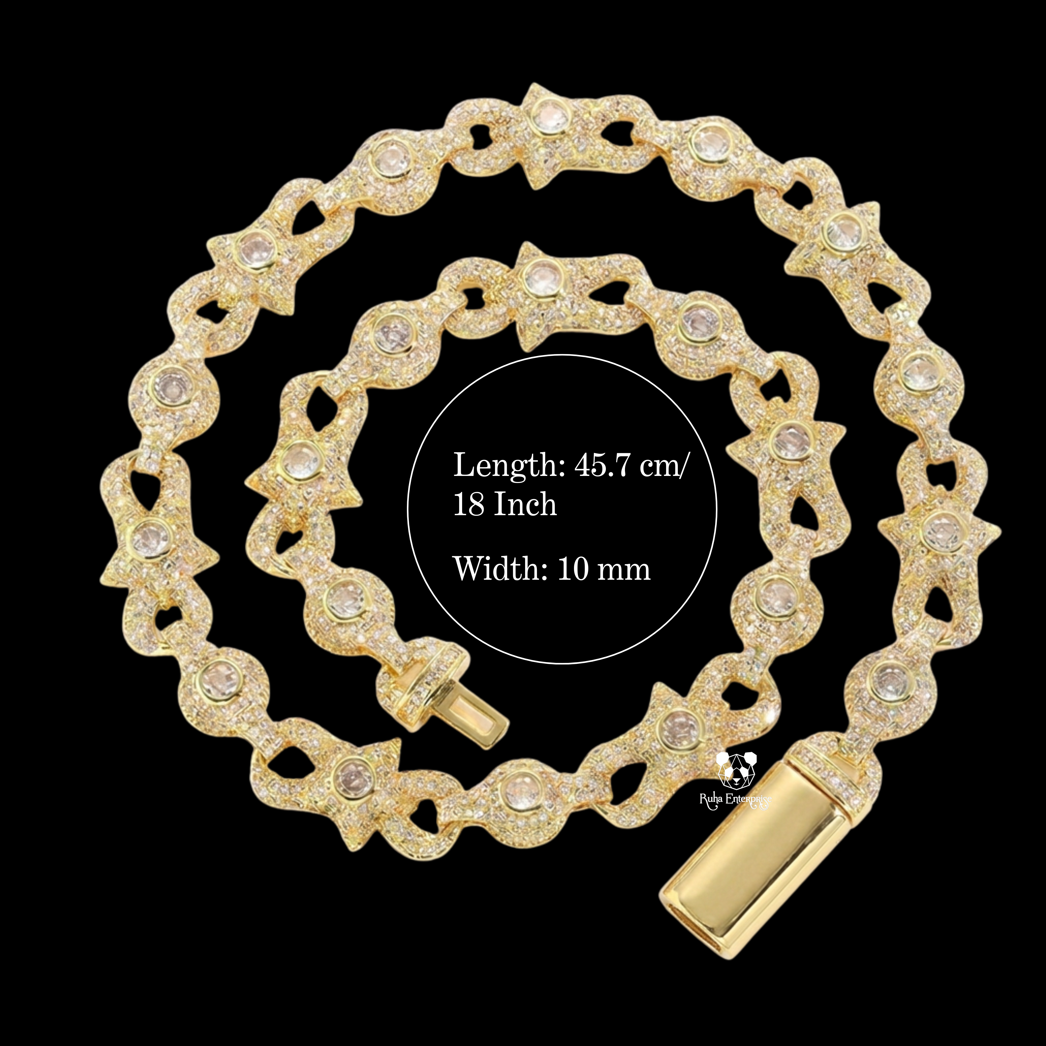 10MM Moissanite Star Link Chain | 925 Sterling Silver Hip Hop Jewelry