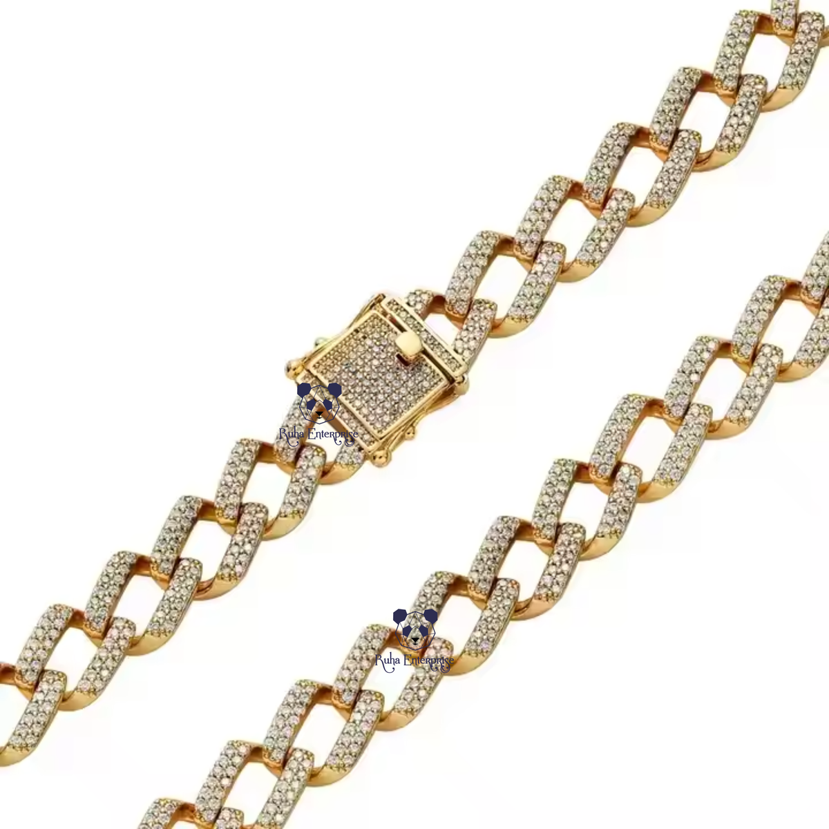 14 MM Moissanite Iced Out Paperclip Link Chain Necklace - 925 Sterling Silver Hip Hop Jewelry