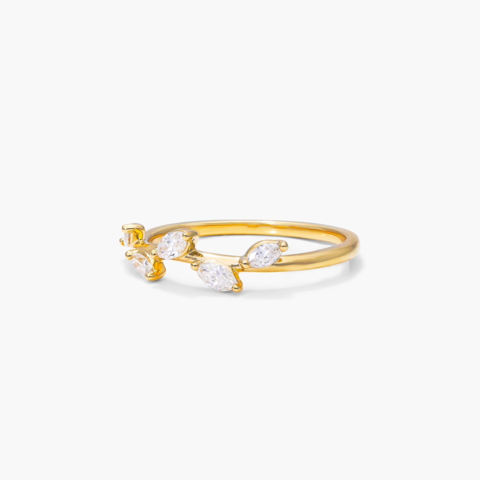 Marquise Leaf Ring Lab Grown Diamond 925 Sterling Silver