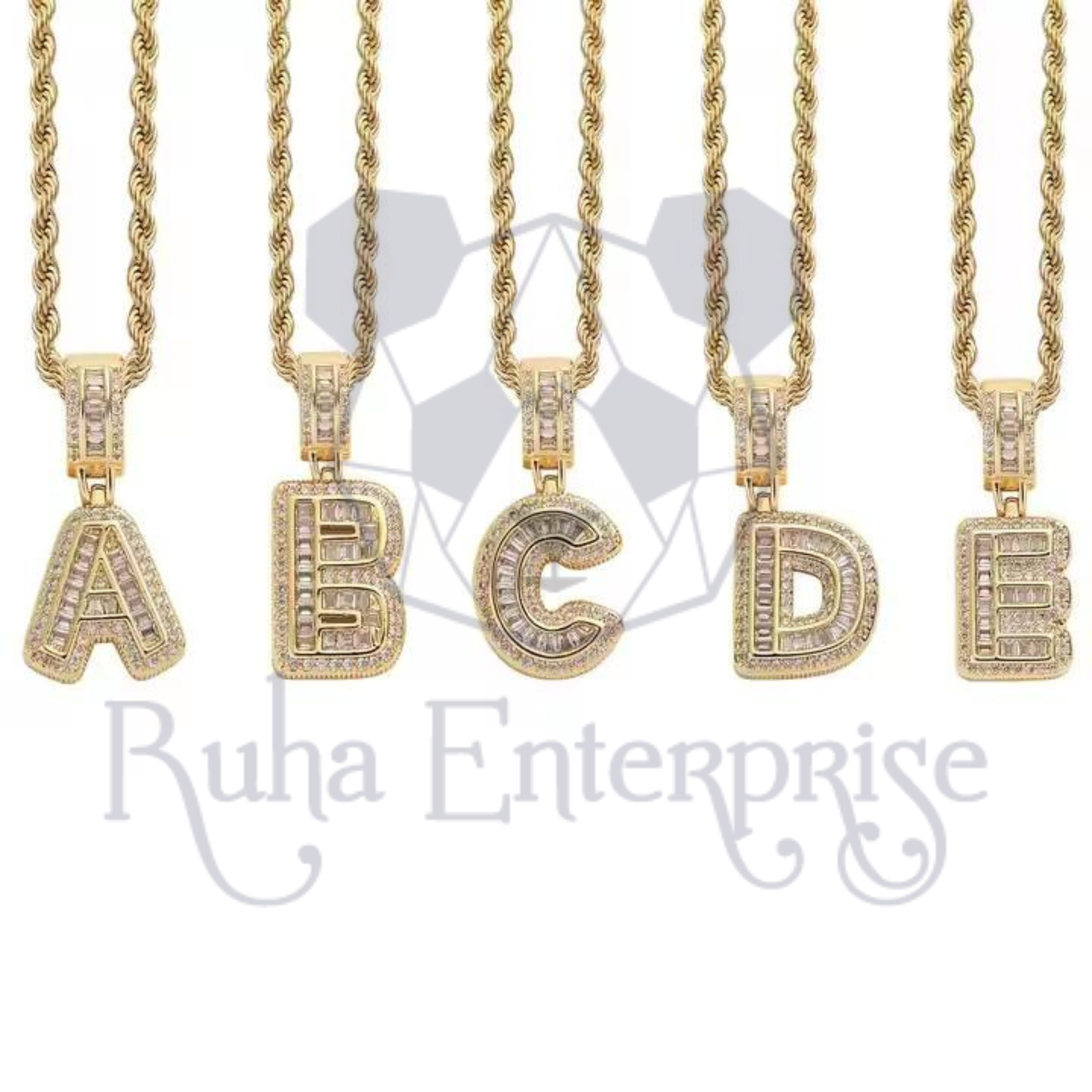 Custom Moissanite A–Z Alphabet Pendant | Hip Hop Pavé Letter Pendant