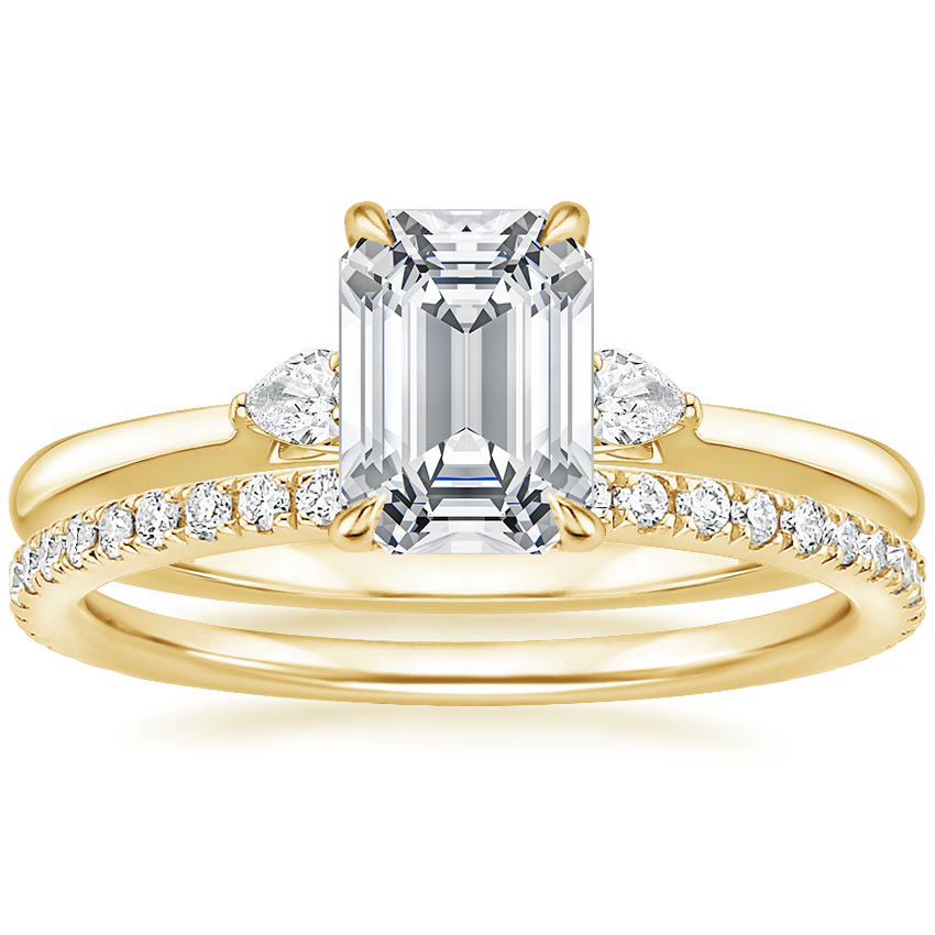 Classic Asscher Cut Three Stone Bridal Ring Set | Moissanite | 925 Sterling Silver