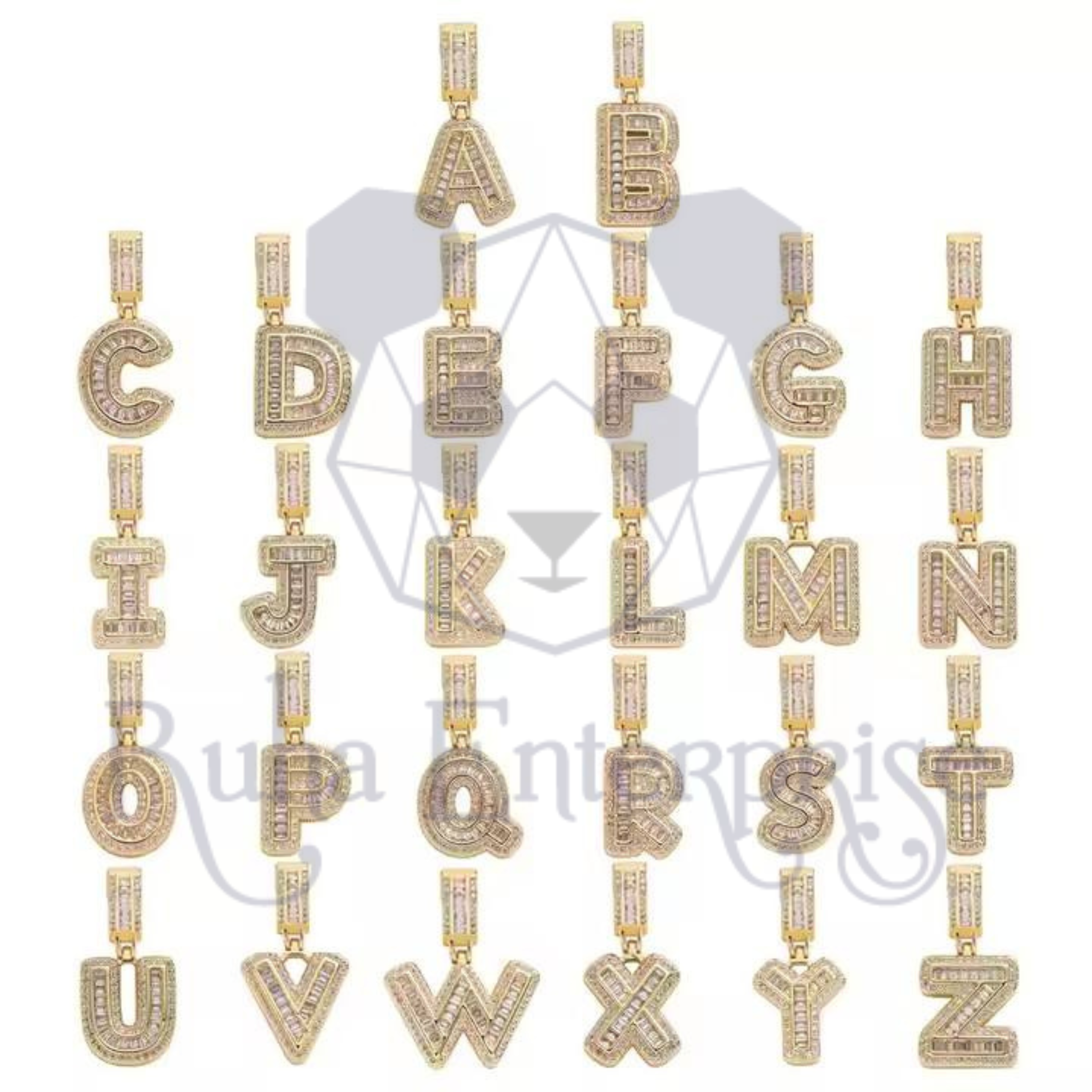 Custom Moissanite A–Z Alphabet Pendant | Hip Hop Pavé Letter Pendant