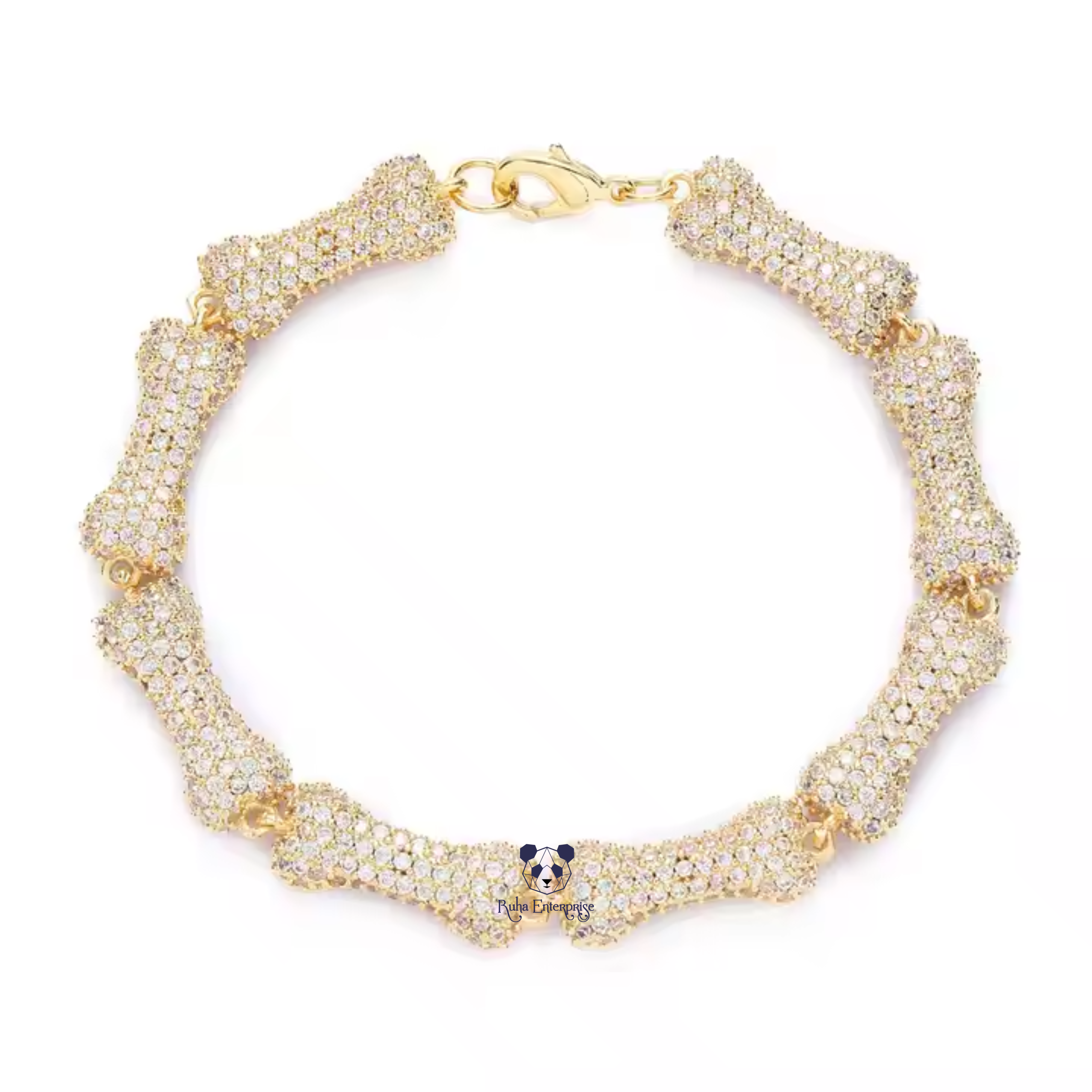 10MM Moissanite Bone Link Chain | 925 Sterling Silver Hip Hop Jewelry