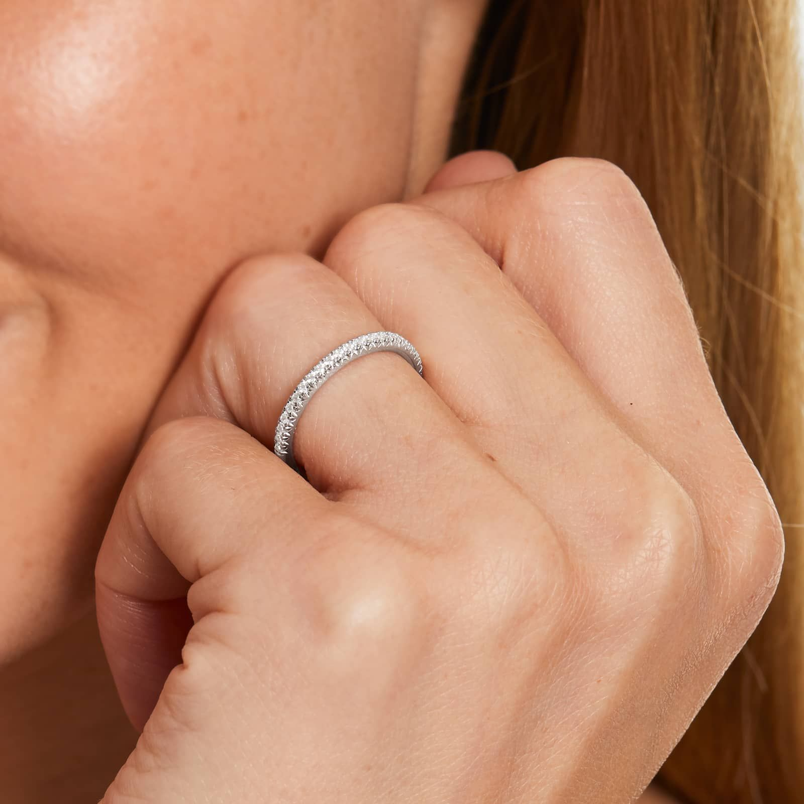 Classic Half Eternity Wedding Band | Round Moissanite