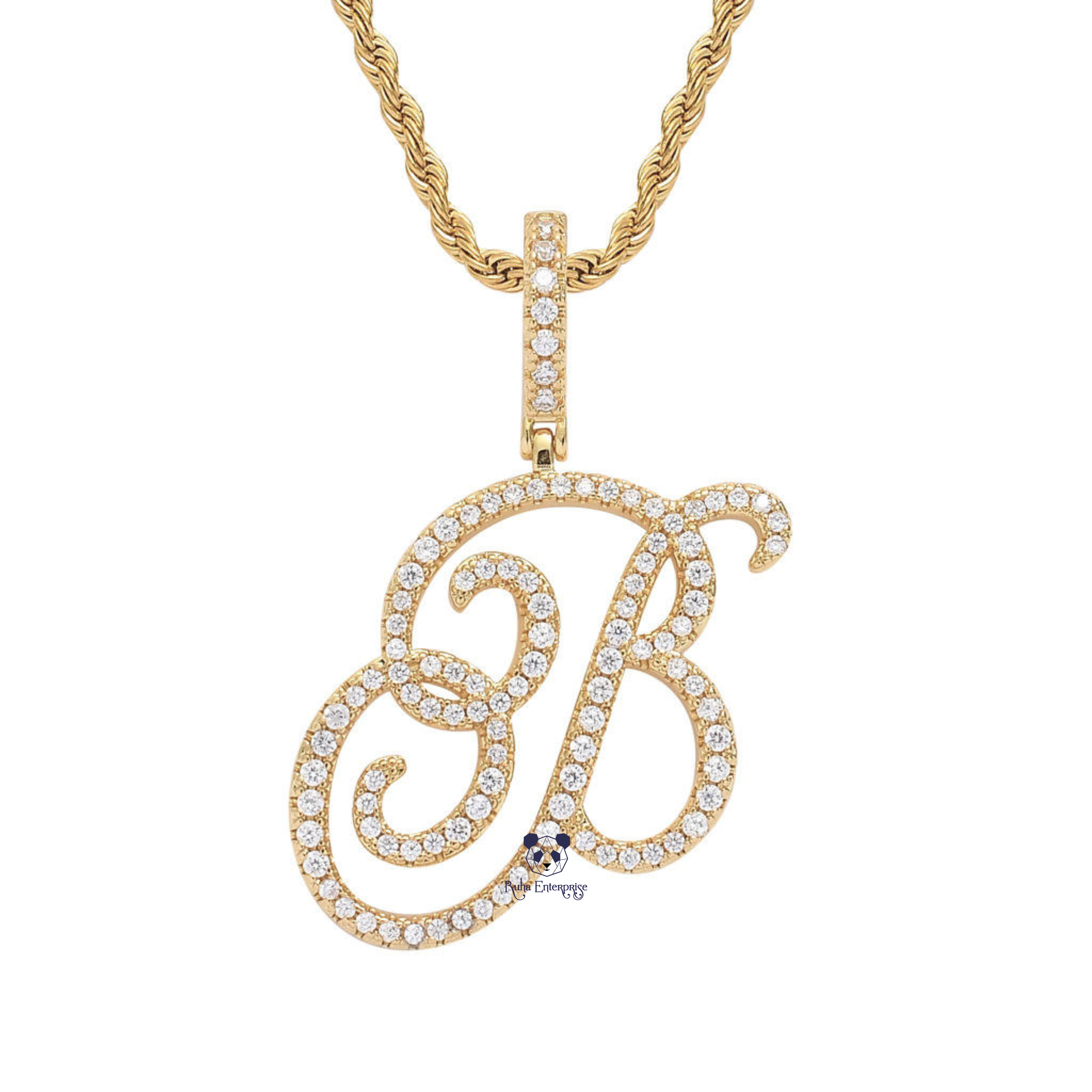 Custom A to Z Moissanite Script Initial Pendant | Luxury Letter Jewelry