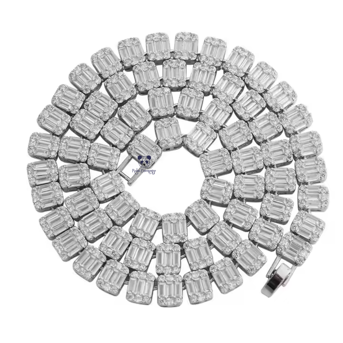 9MM Baguette & Round Moissanite Necklace & Bracelet Set | 925 Sterling Silver