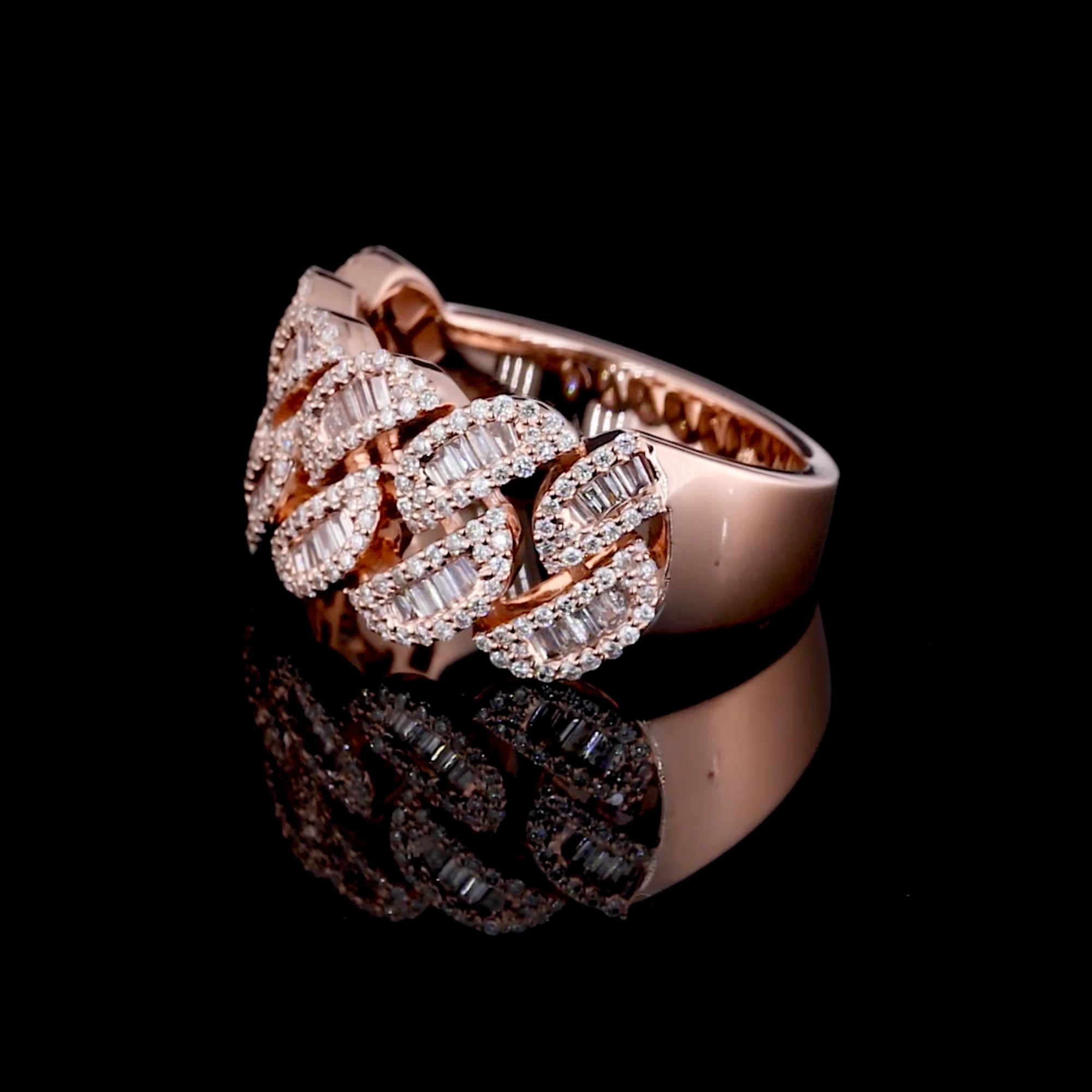 Luxury Cuban Link Ring 925 Sterling Silver Moissanite Hip Hop Style