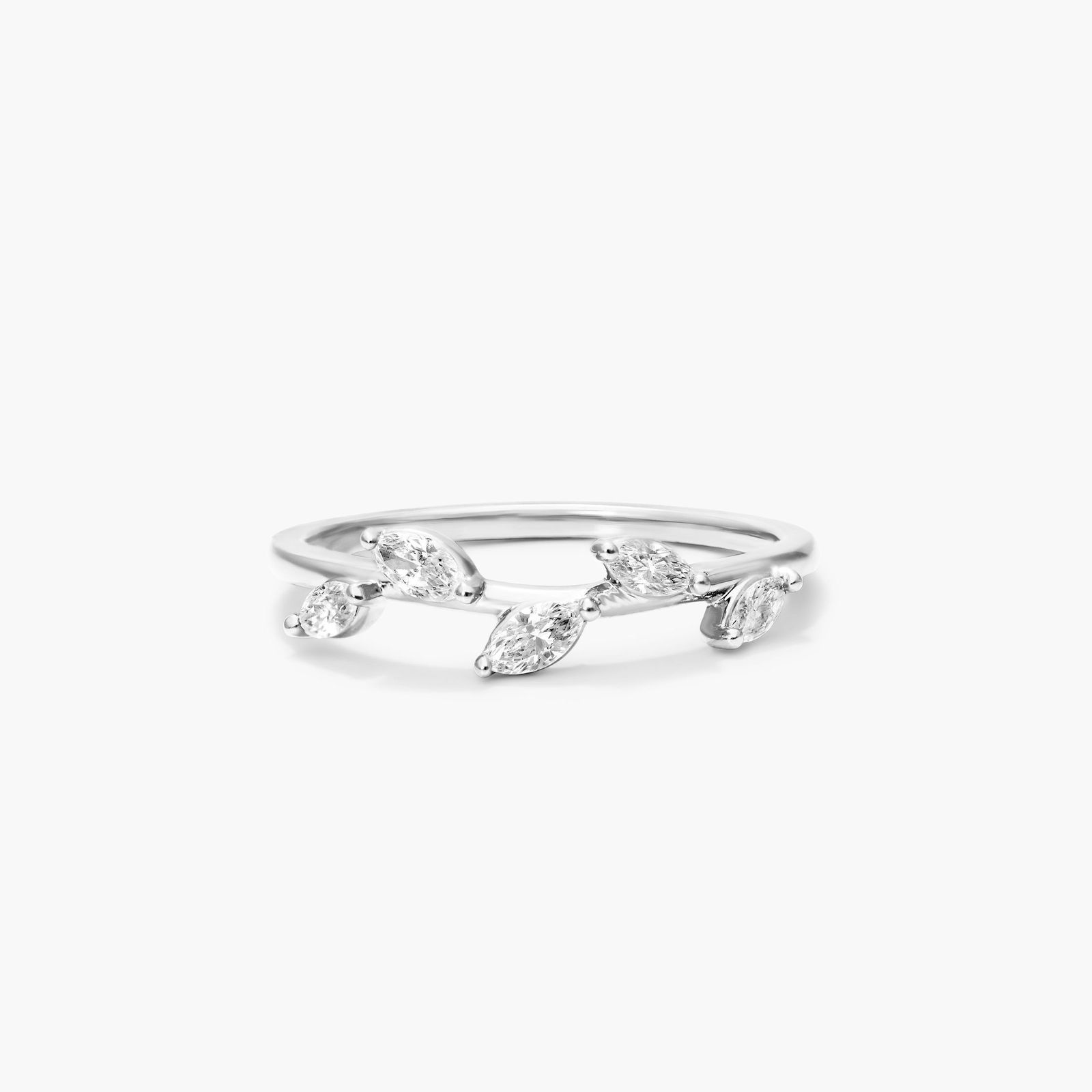 Marquise Leaf Ring Lab Grown Diamond 925 Sterling Silver