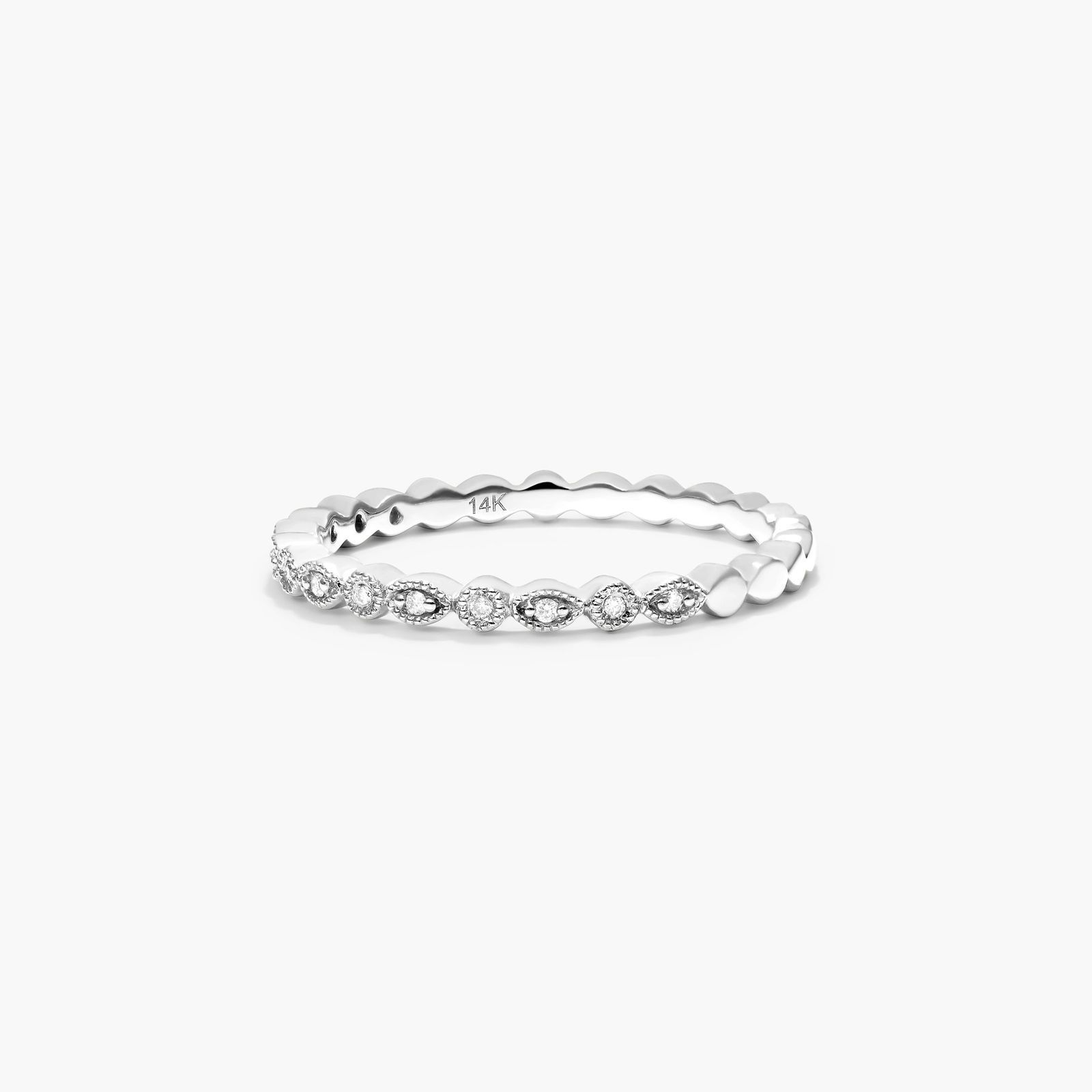 Luxury Half Eternity Wedding Band | Round Moissanite Vintage Ring