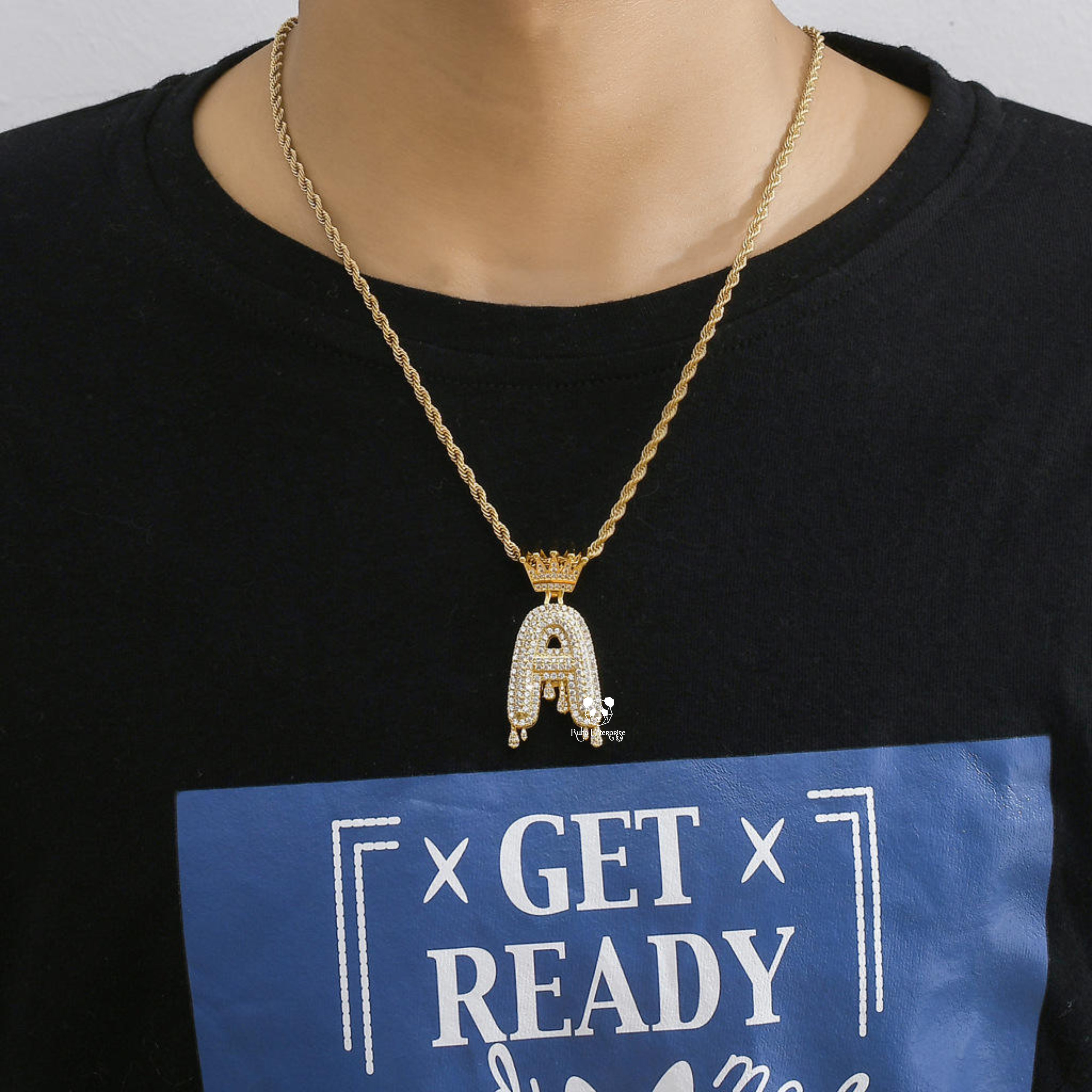 A to Z Moissanite Crown Drip Letter Pendant | Royal Hip Hop Jewelry