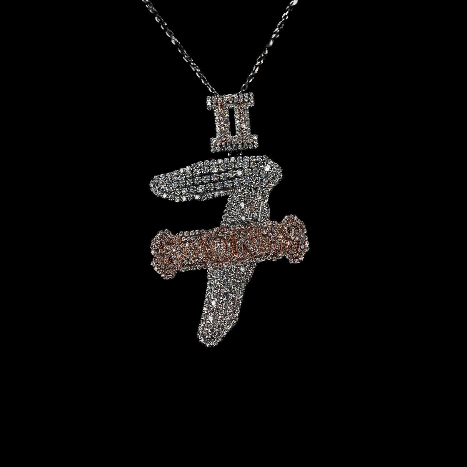Designer Custom Logo Pendant 925 Sterling Silver Moissanite