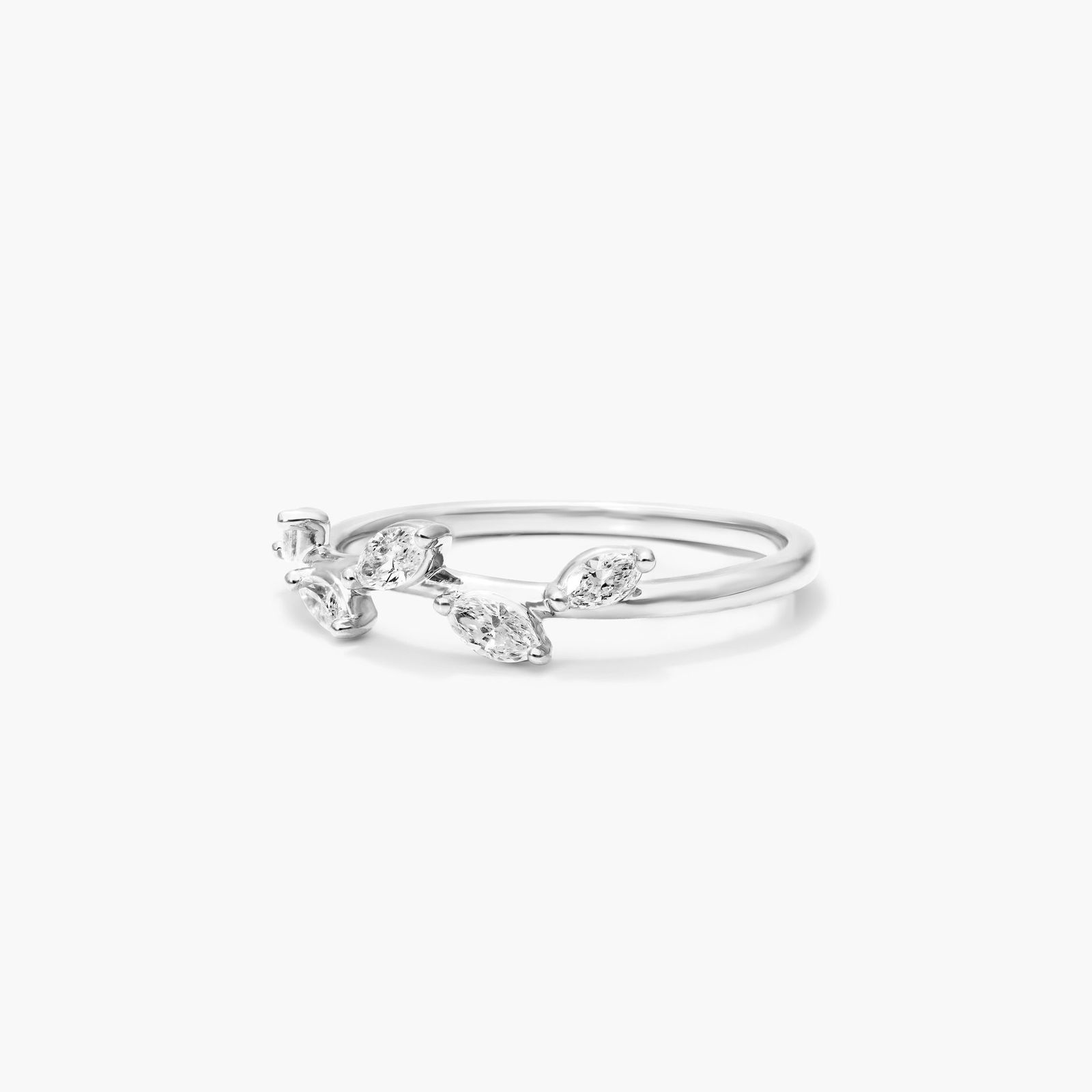 Marquise Leaf Ring Lab Grown Diamond 925 Sterling Silver