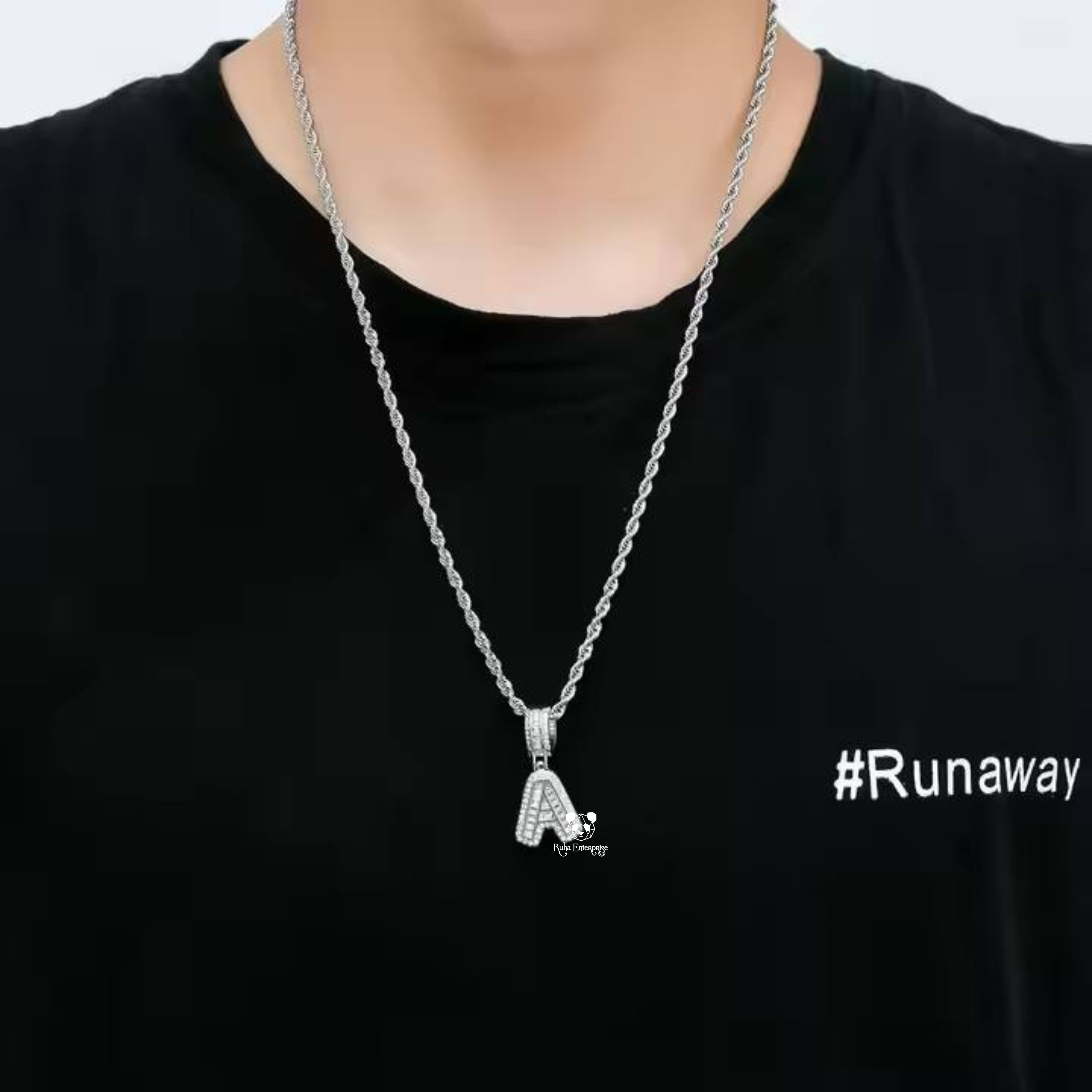 Custom Moissanite A–Z Alphabet Pendant | Hip Hop Pavé Letter Pendant
