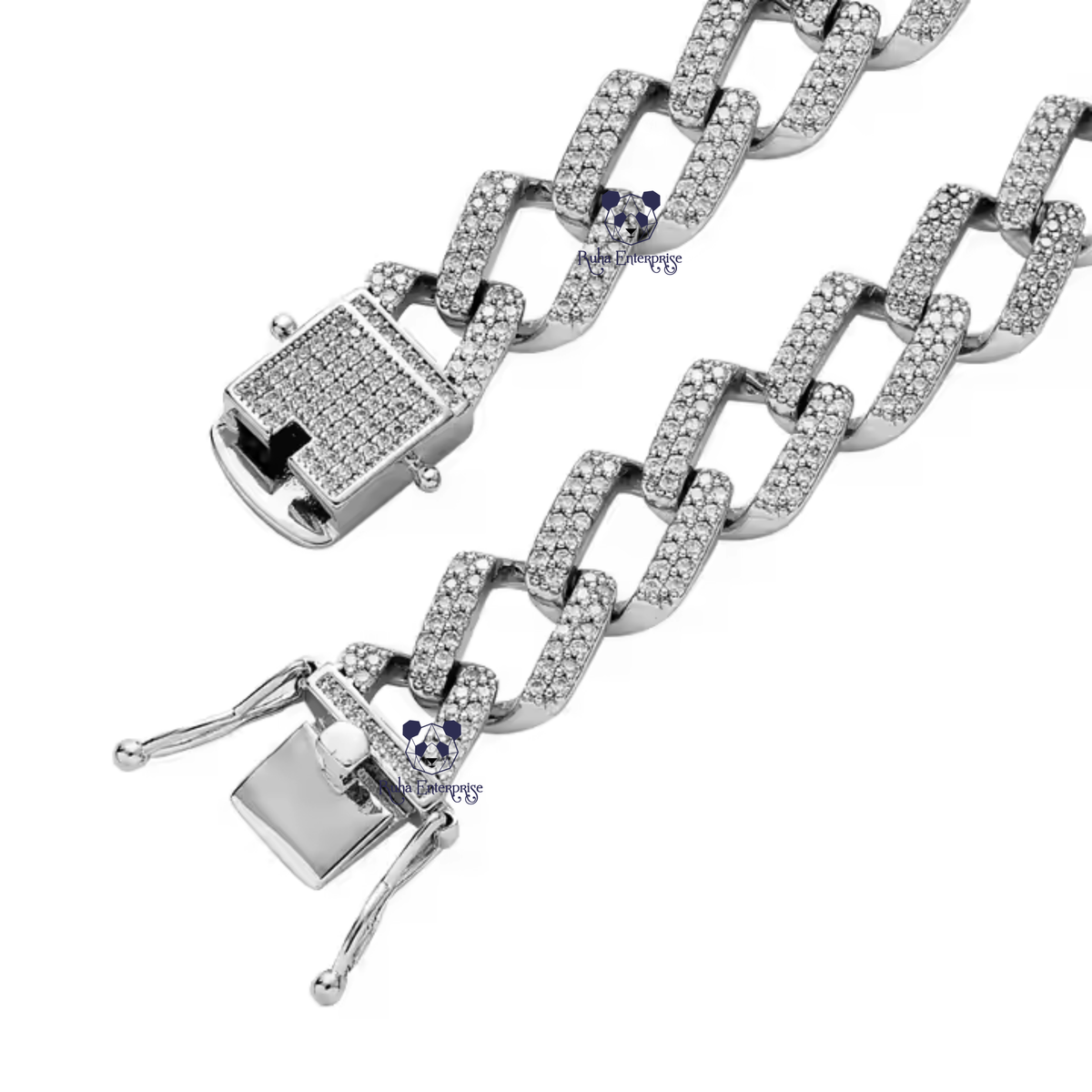 14 MM Moissanite Iced Out Paperclip Link Chain Necklace - 925 Sterling Silver Hip Hop Jewelry