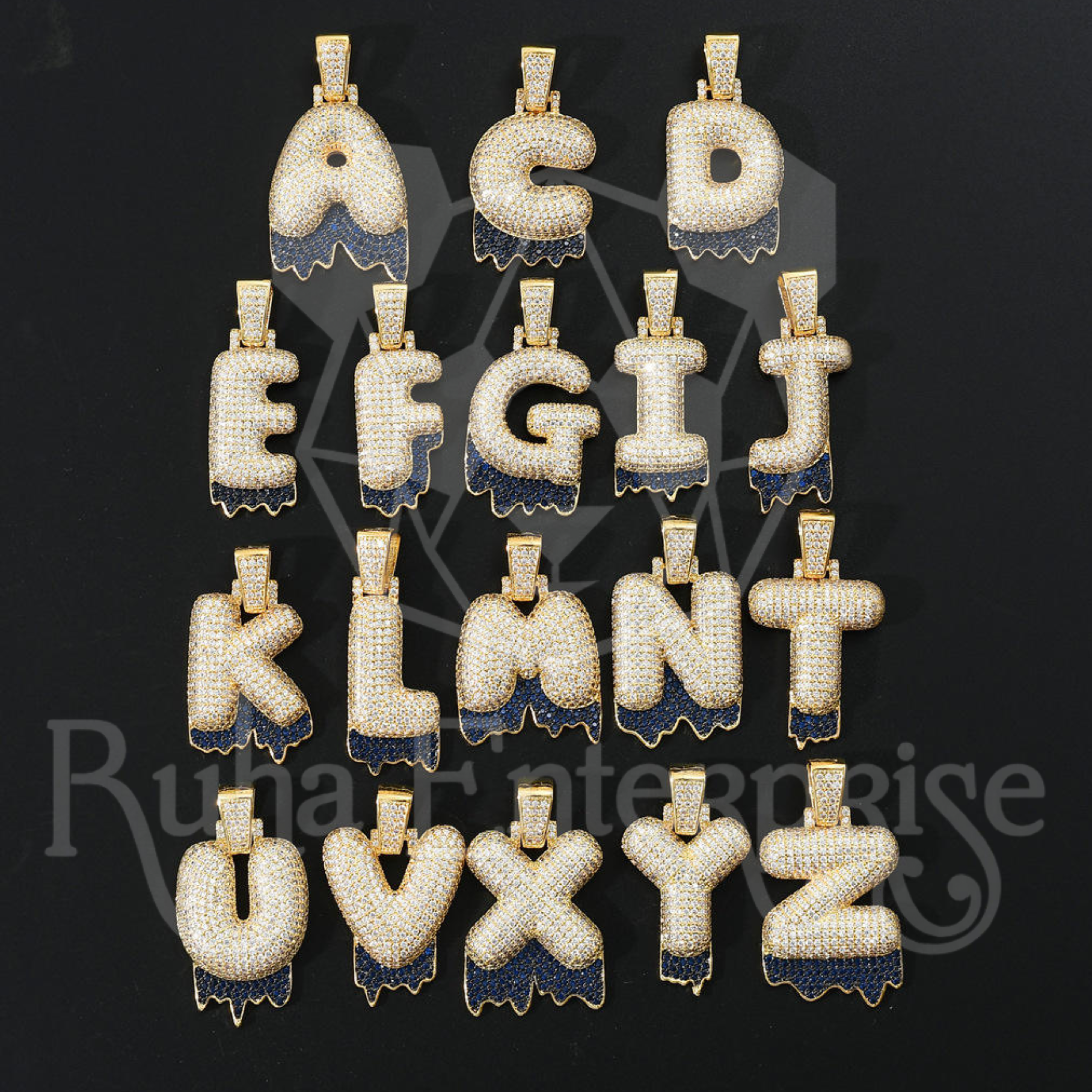 A to Z Moissanite Drip Letter Pendant | Iced Out Hip Hop Jewelry