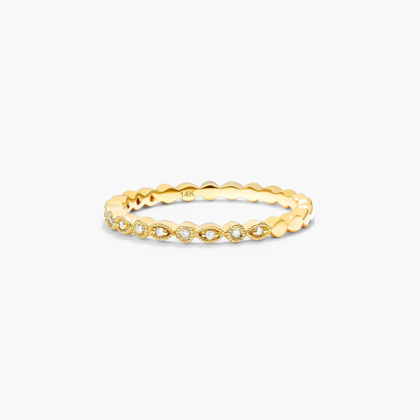 Luxury Half Eternity Wedding Band | Round Moissanite Vintage Ring