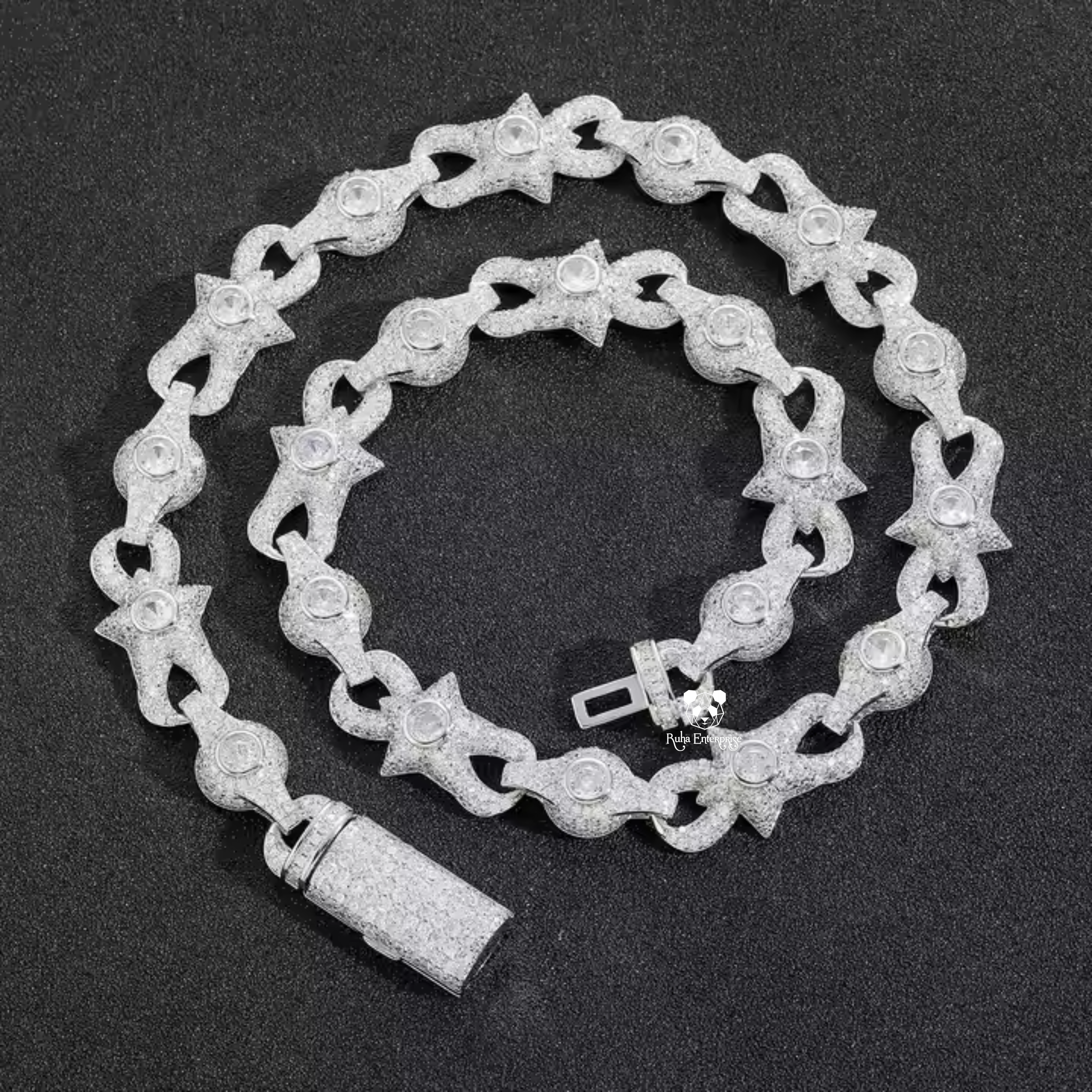 10MM Moissanite Star Link Chain | 925 Sterling Silver Hip Hop Jewelry