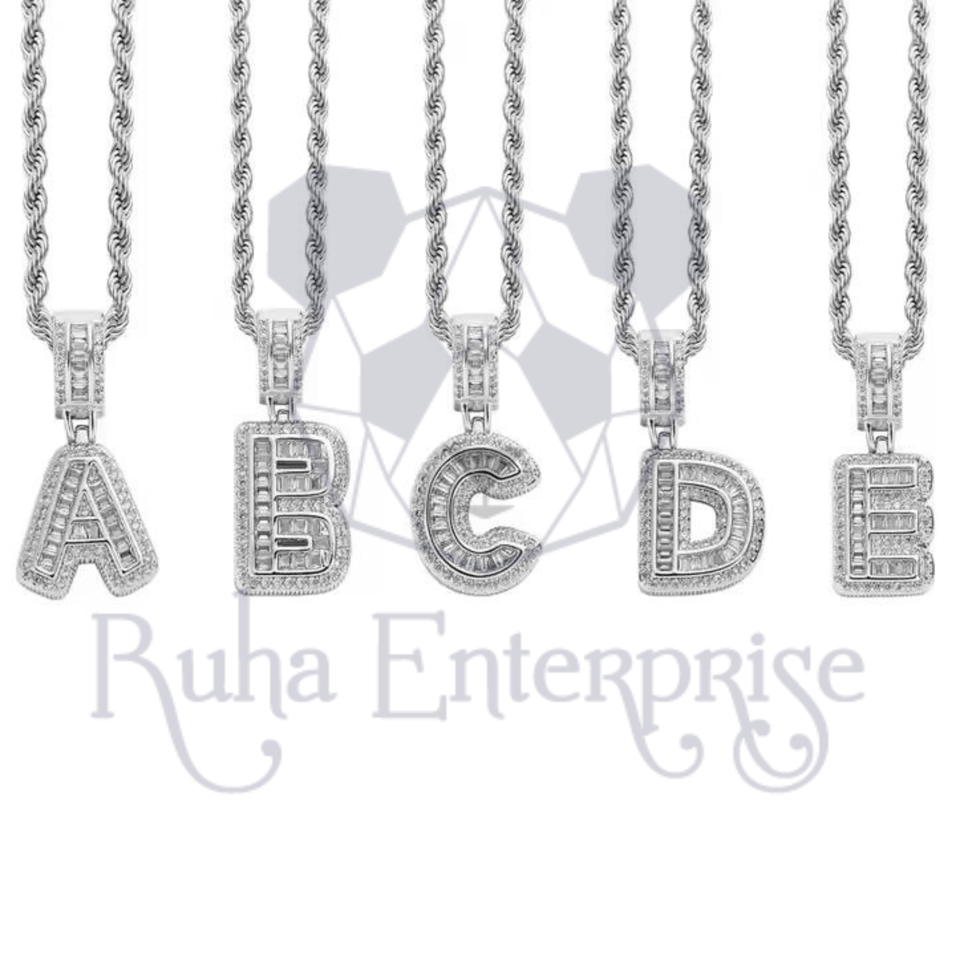 Custom Moissanite A–Z Alphabet Pendant | Hip Hop Pavé Letter Pendant