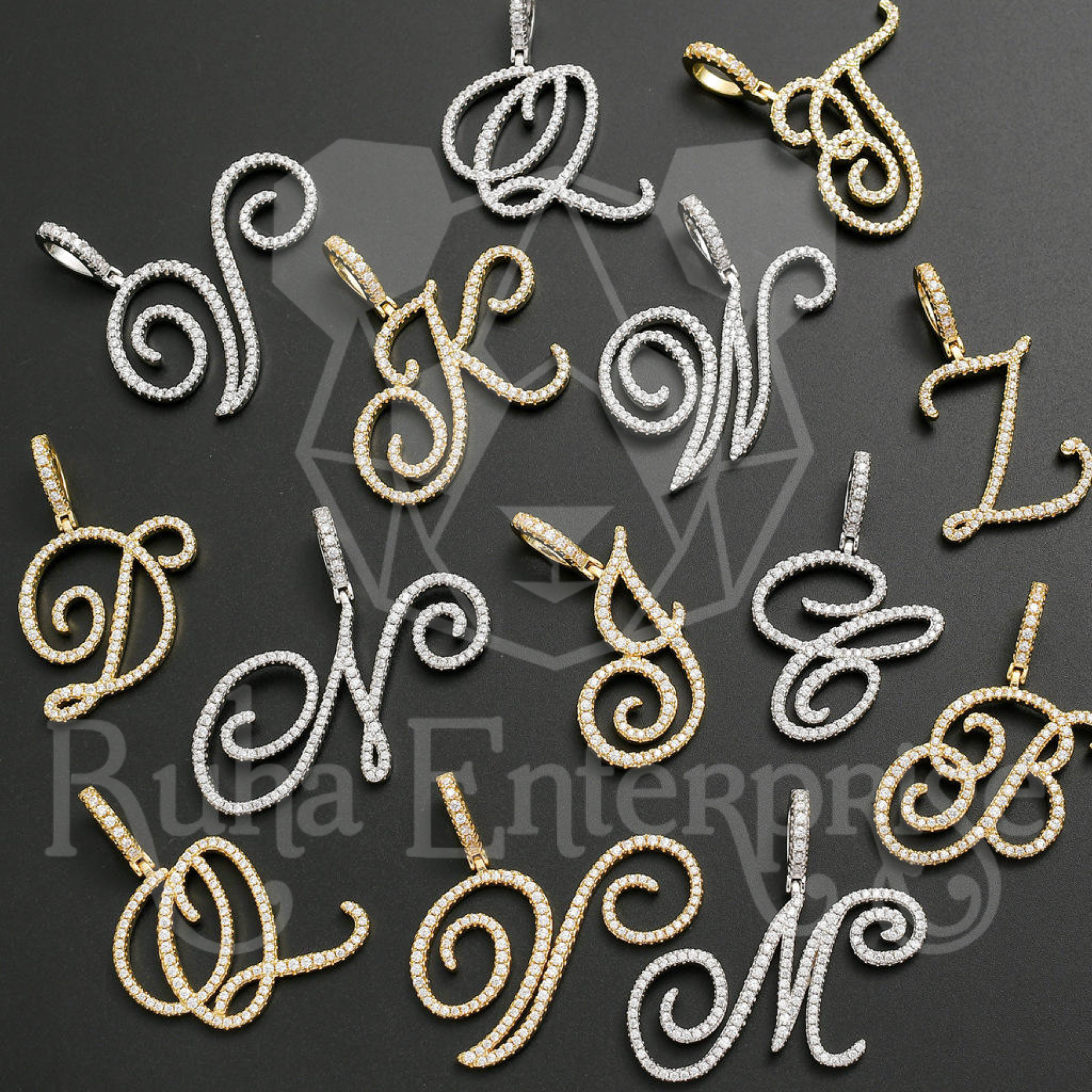 Custom A to Z Moissanite Script Initial Pendant | Luxury Letter Jewelry