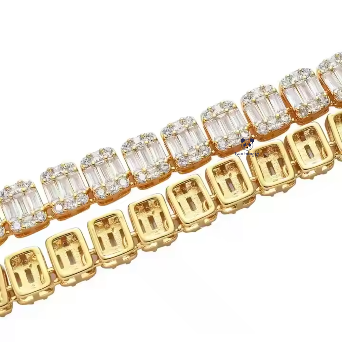 9MM Baguette & Round Moissanite Necklace & Bracelet Set | 925 Sterling Silver