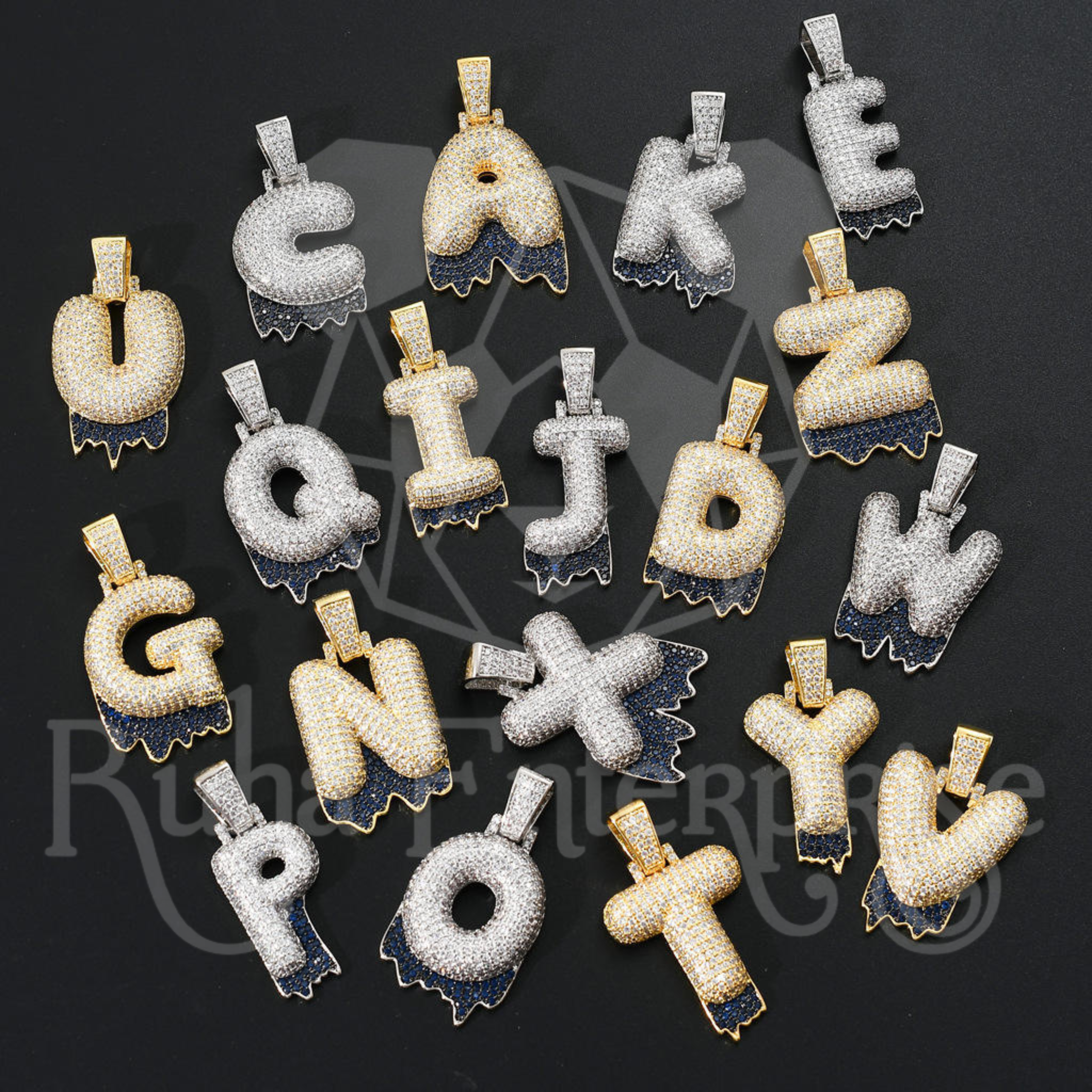 A to Z Moissanite Drip Letter Pendant | Iced Out Hip Hop Jewelry