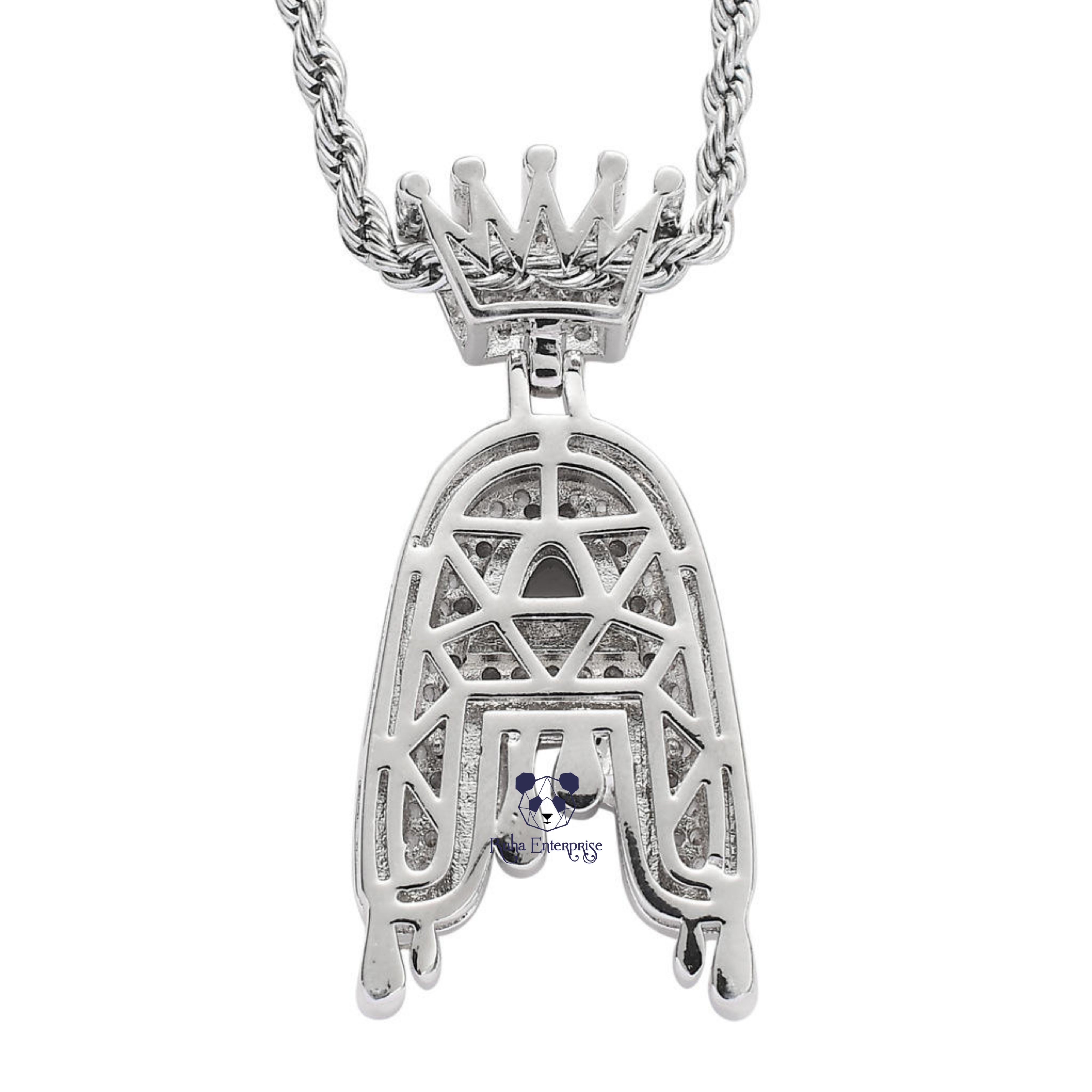 A to Z Moissanite Crown Drip Letter Pendant | Royal Hip Hop Jewelry