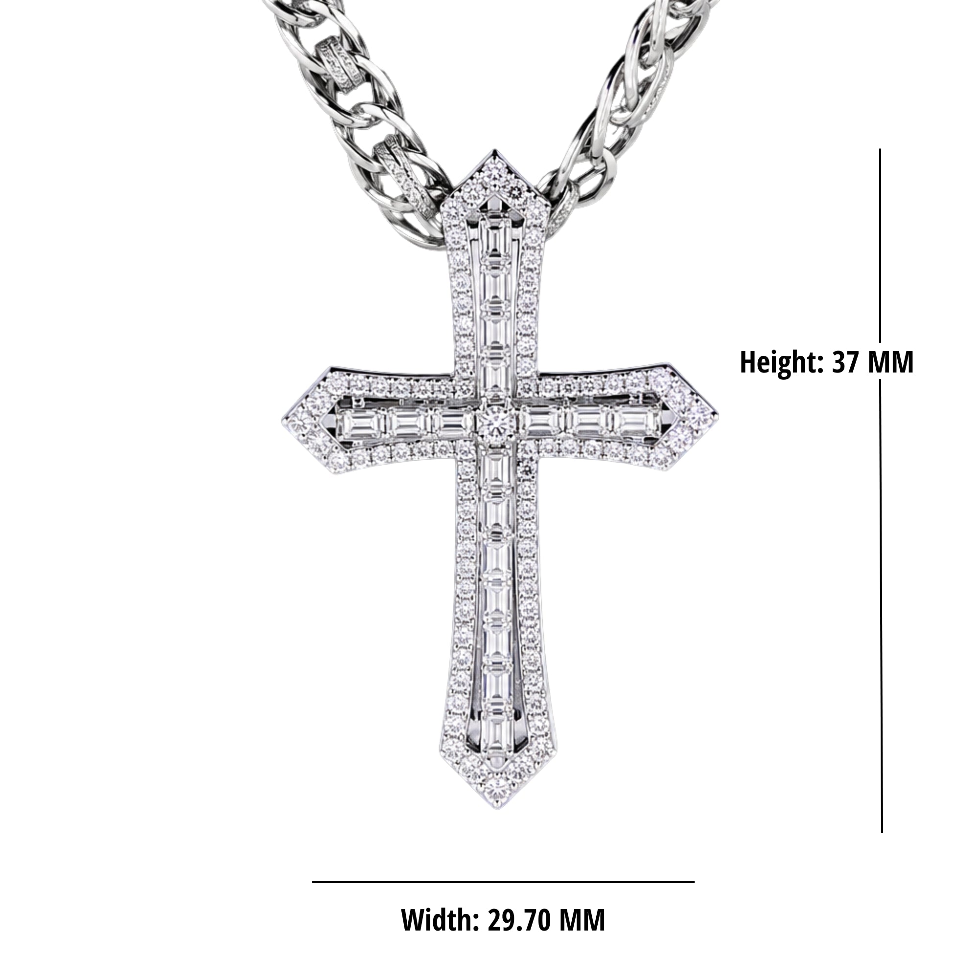 Luxury Iced Cross Pendant 925 Sterling Silver Hip Hop Moissanite Pendant