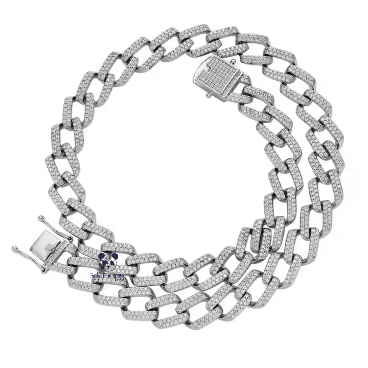 14 MM Moissanite Iced Out Paperclip Link Chain Necklace - 925 Sterling Silver Hip Hop Jewelry