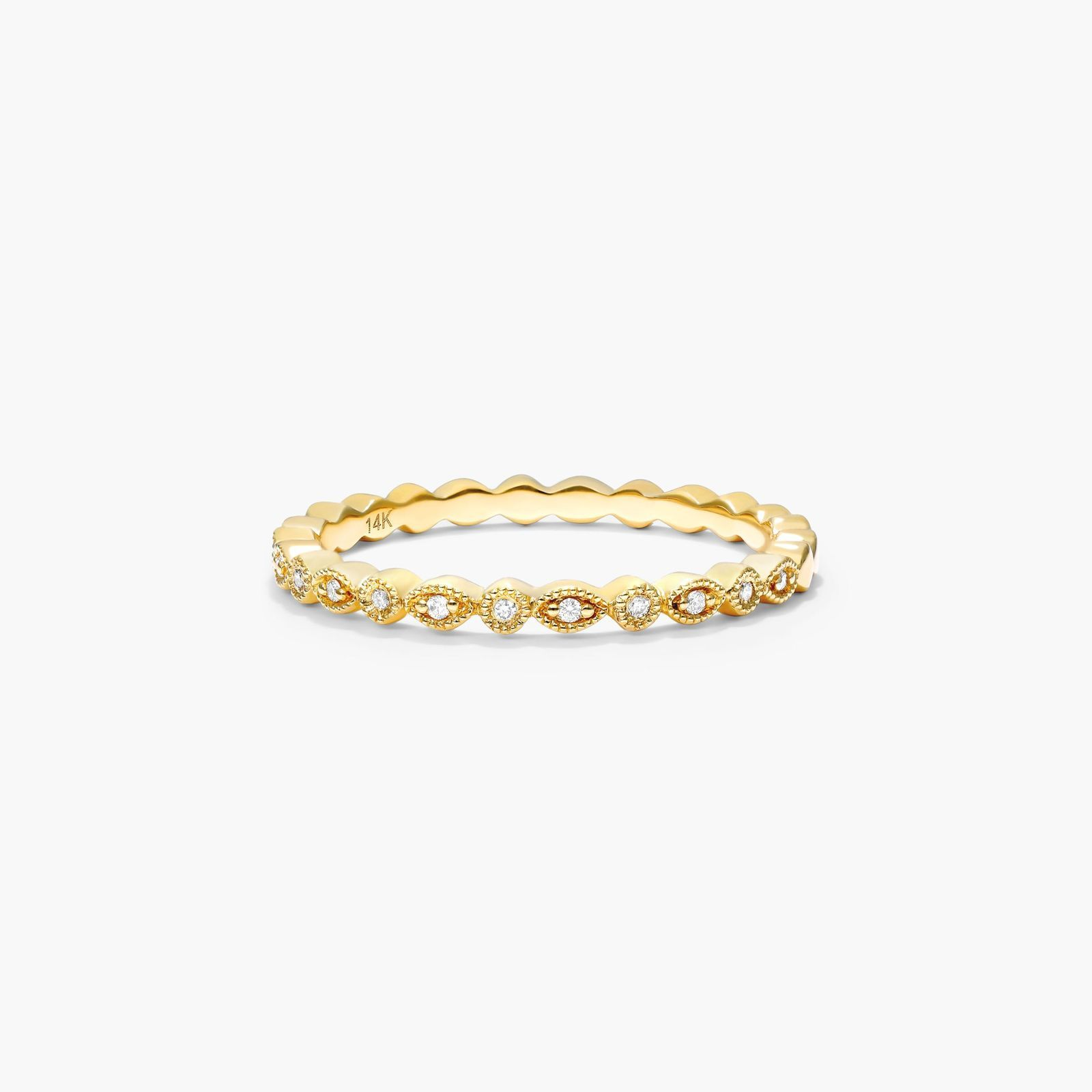 Luxury Half Eternity Wedding Band | Round Moissanite Vintage Ring