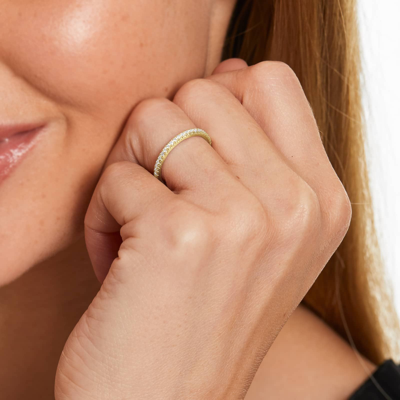 Classic Half Eternity Wedding Band | Round Moissanite