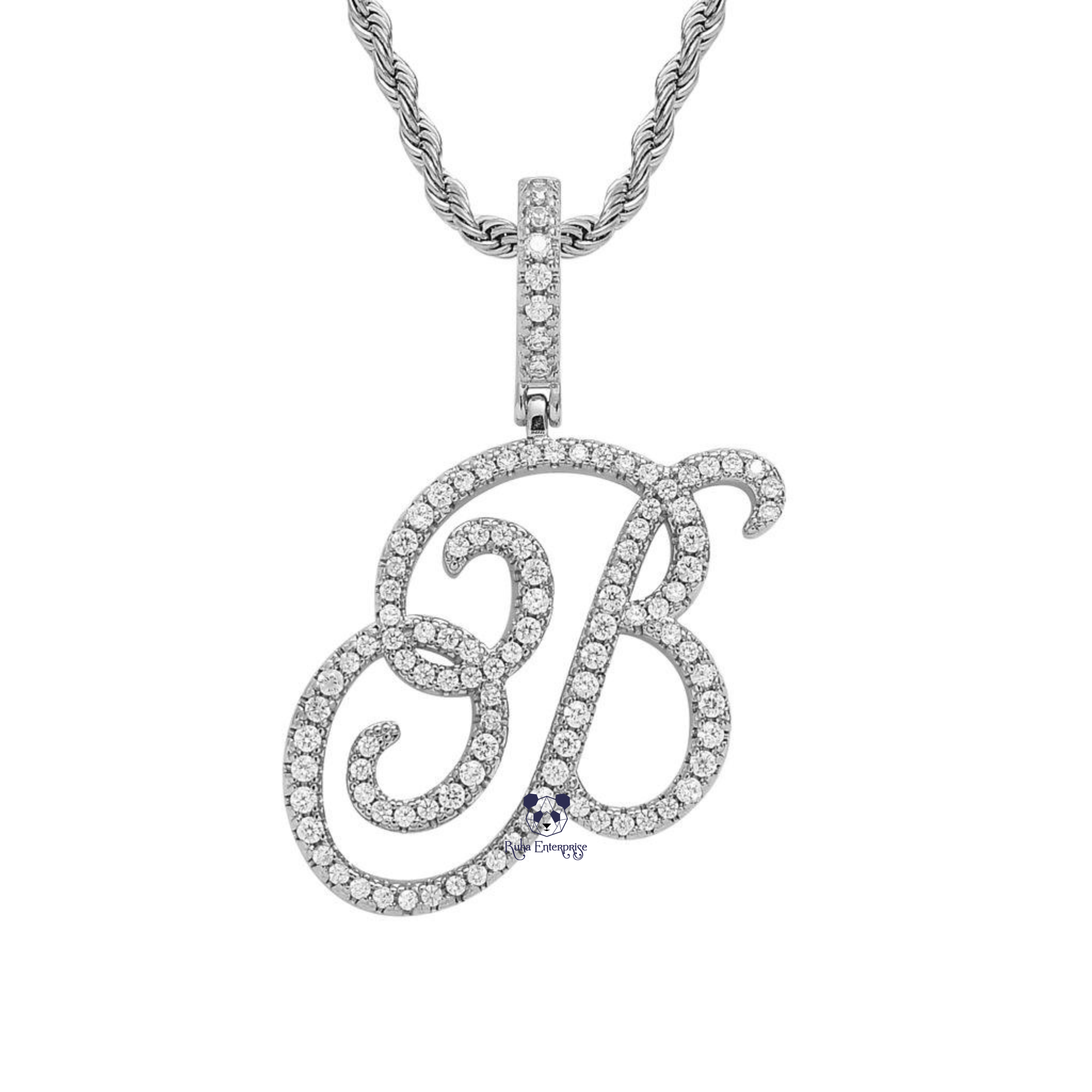 Custom A to Z Moissanite Script Initial Pendant | Luxury Letter Jewelry