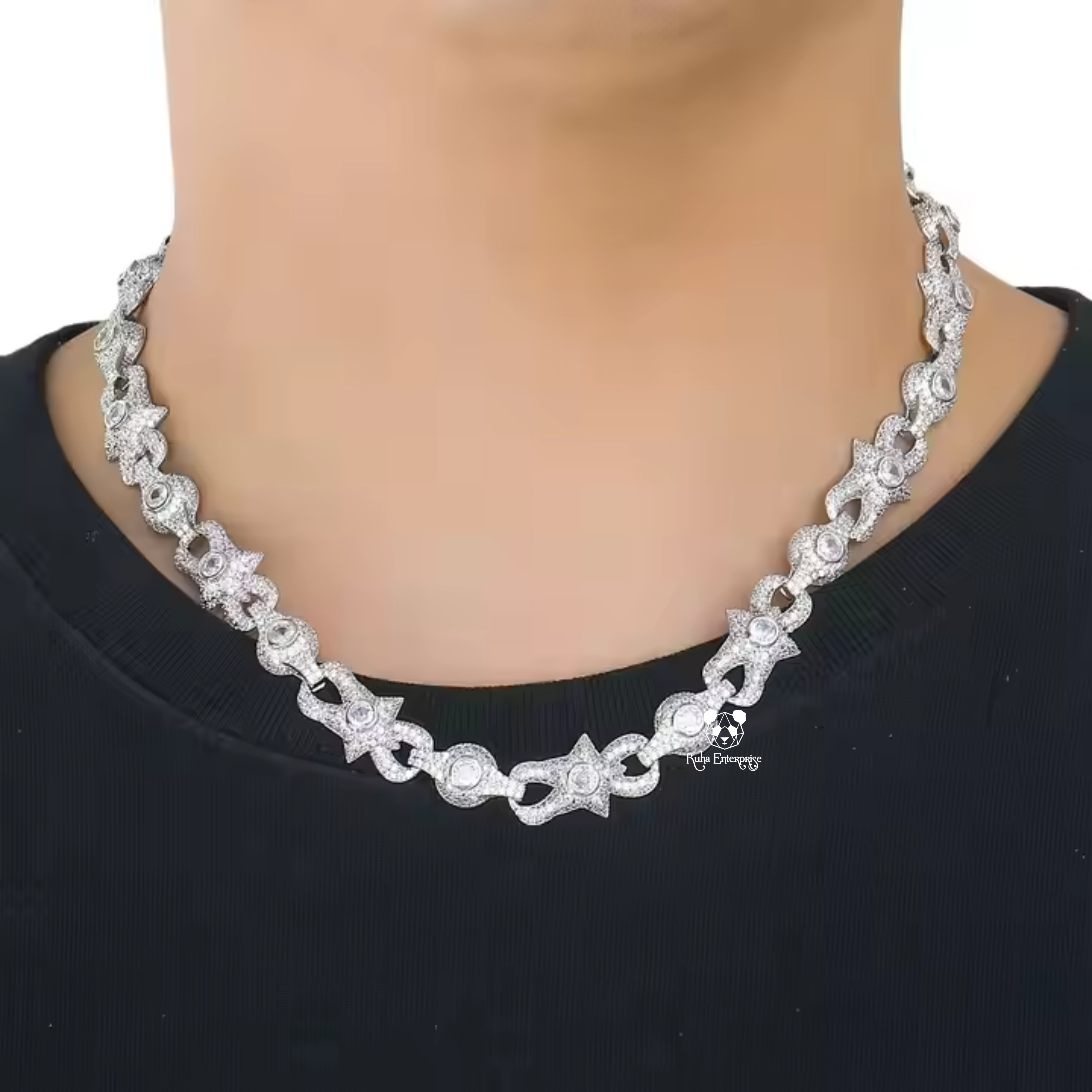 10MM Moissanite Star Link Chain | 925 Sterling Silver Hip Hop Jewelry