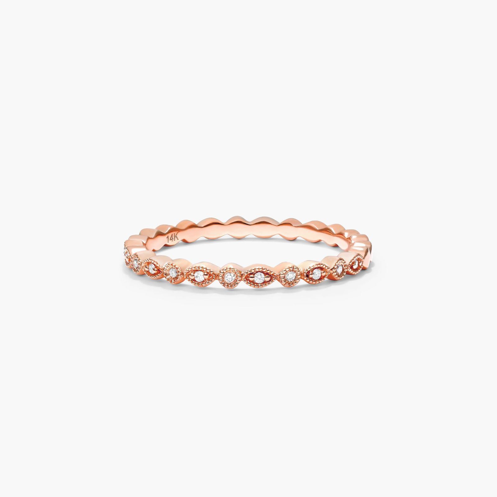 Luxury Half Eternity Wedding Band | Round Moissanite Vintage Ring