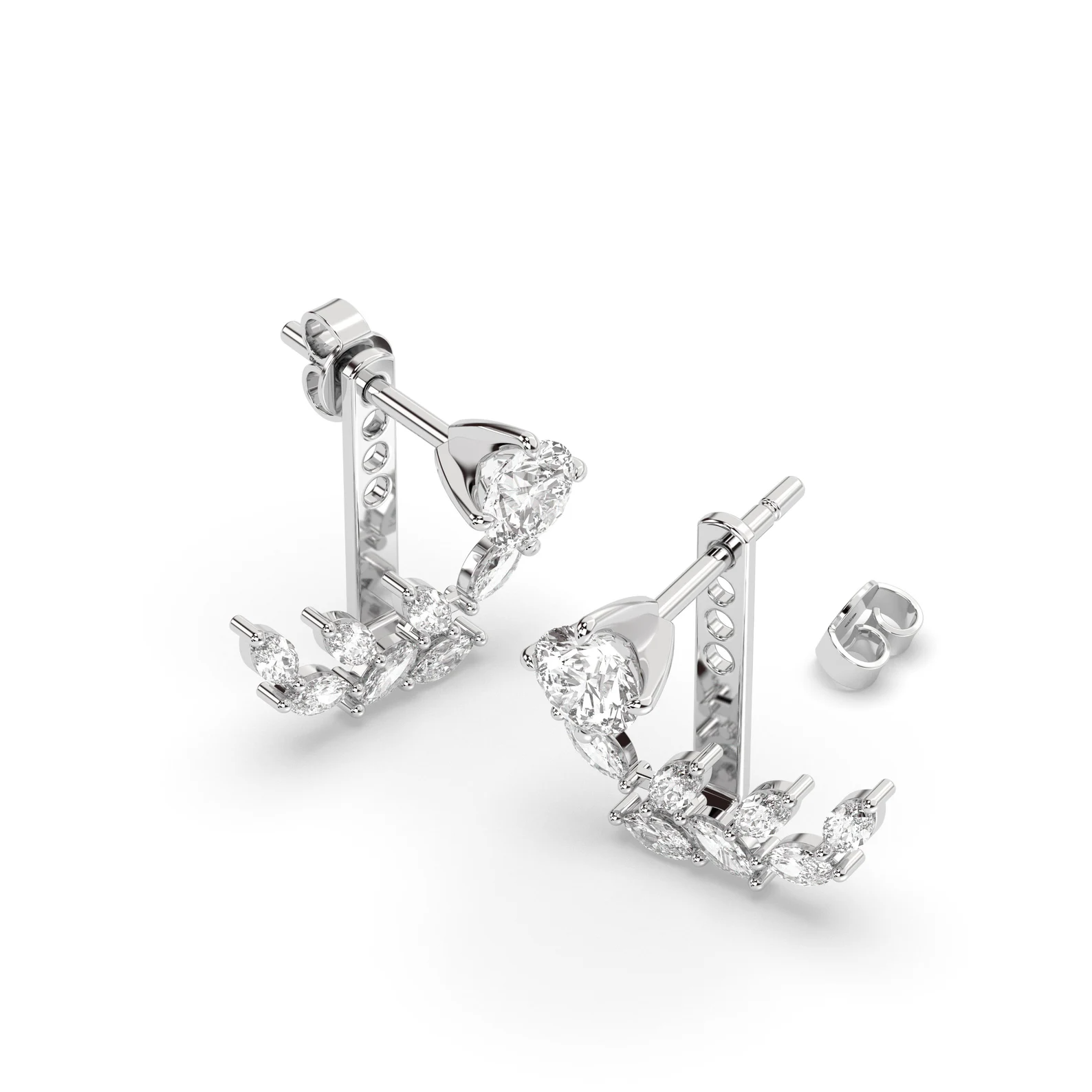 14K Yellow Gold Marquise Lab Grown Diamond Cluster Ear Jacket Earrings | Bridal Jewelry